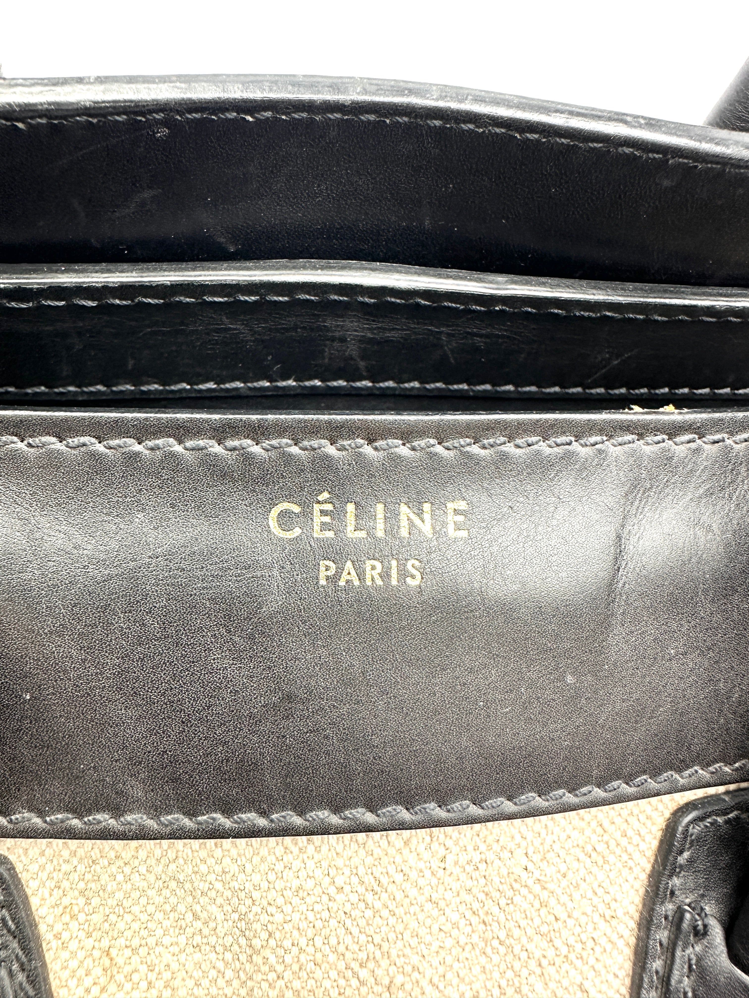 Celine Luggage Black/Beige Leather Handle Bag CE168