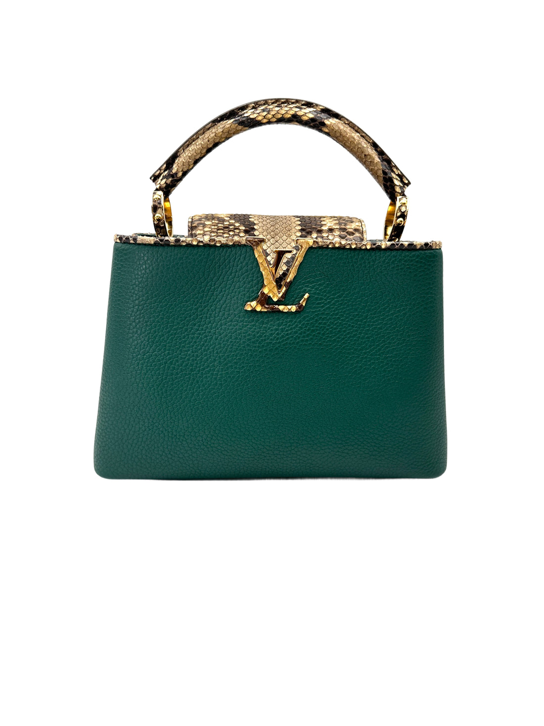 Louis Vuitton Capucines BB Green Leather Python Handle Bag LV2906