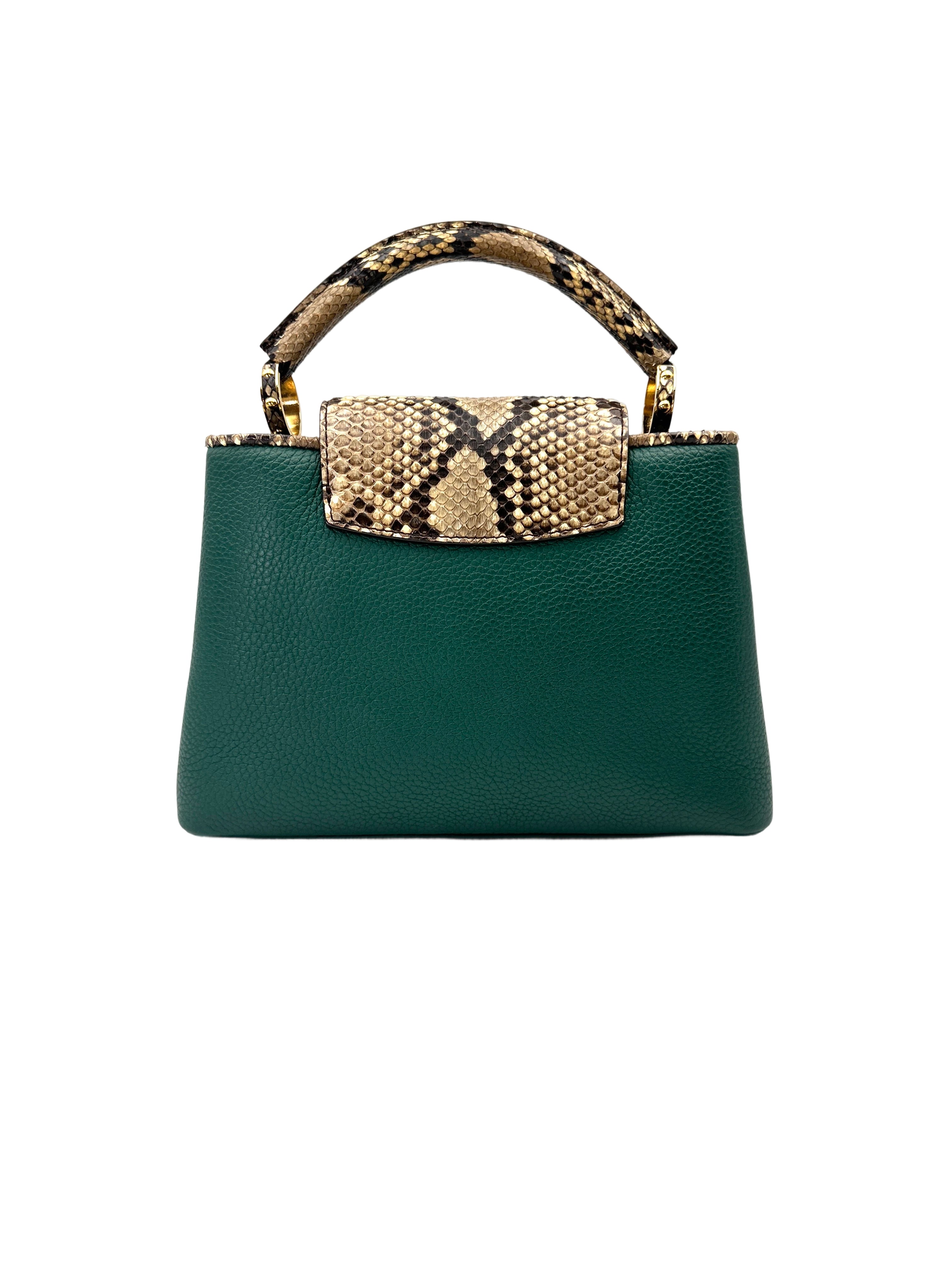 Louis Vuitton Capucines BB Green Leather Python Handle Bag LV2906