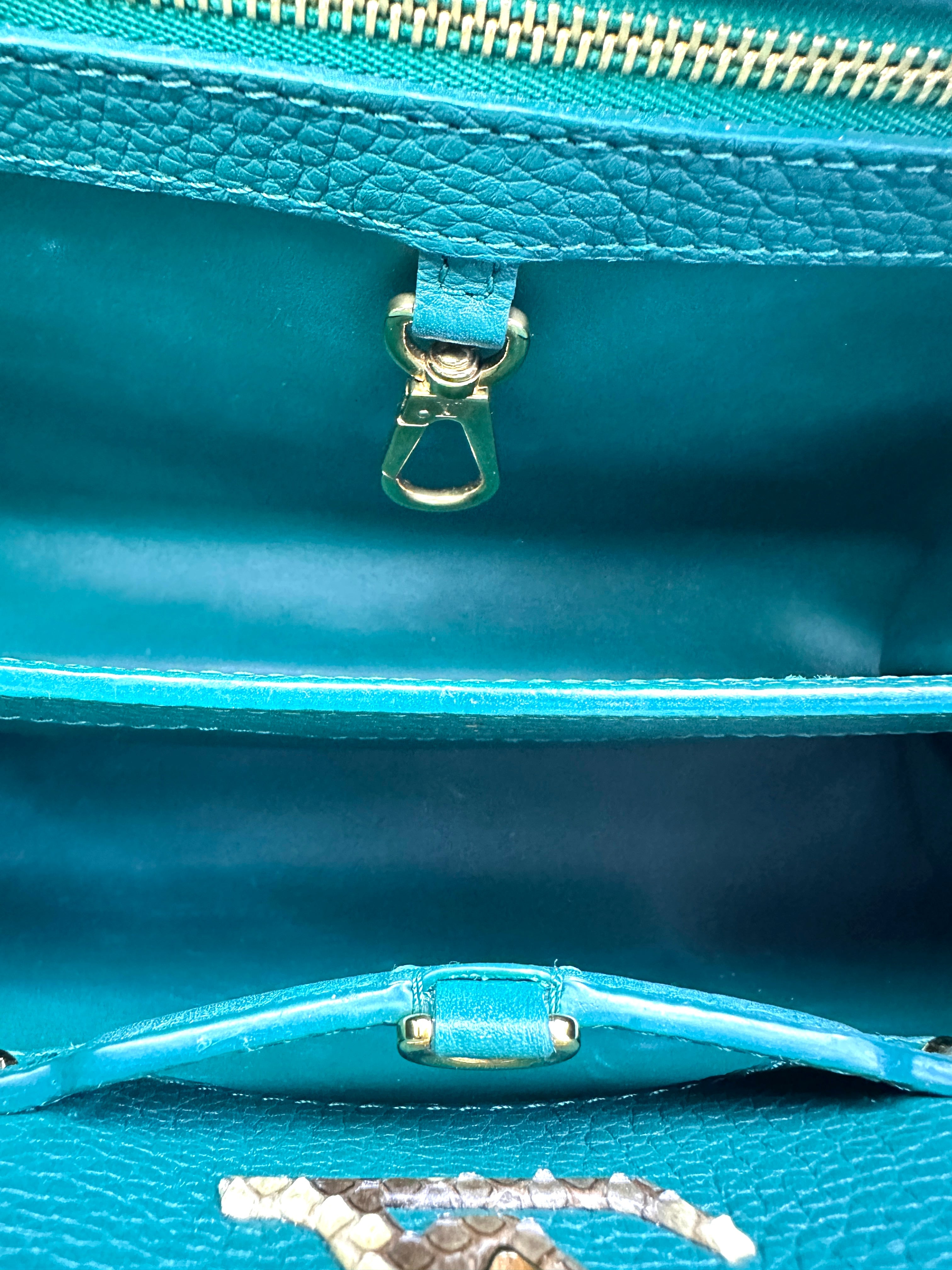 Louis Vuitton Capucines BB Green Leather Python Handle Bag LV2906