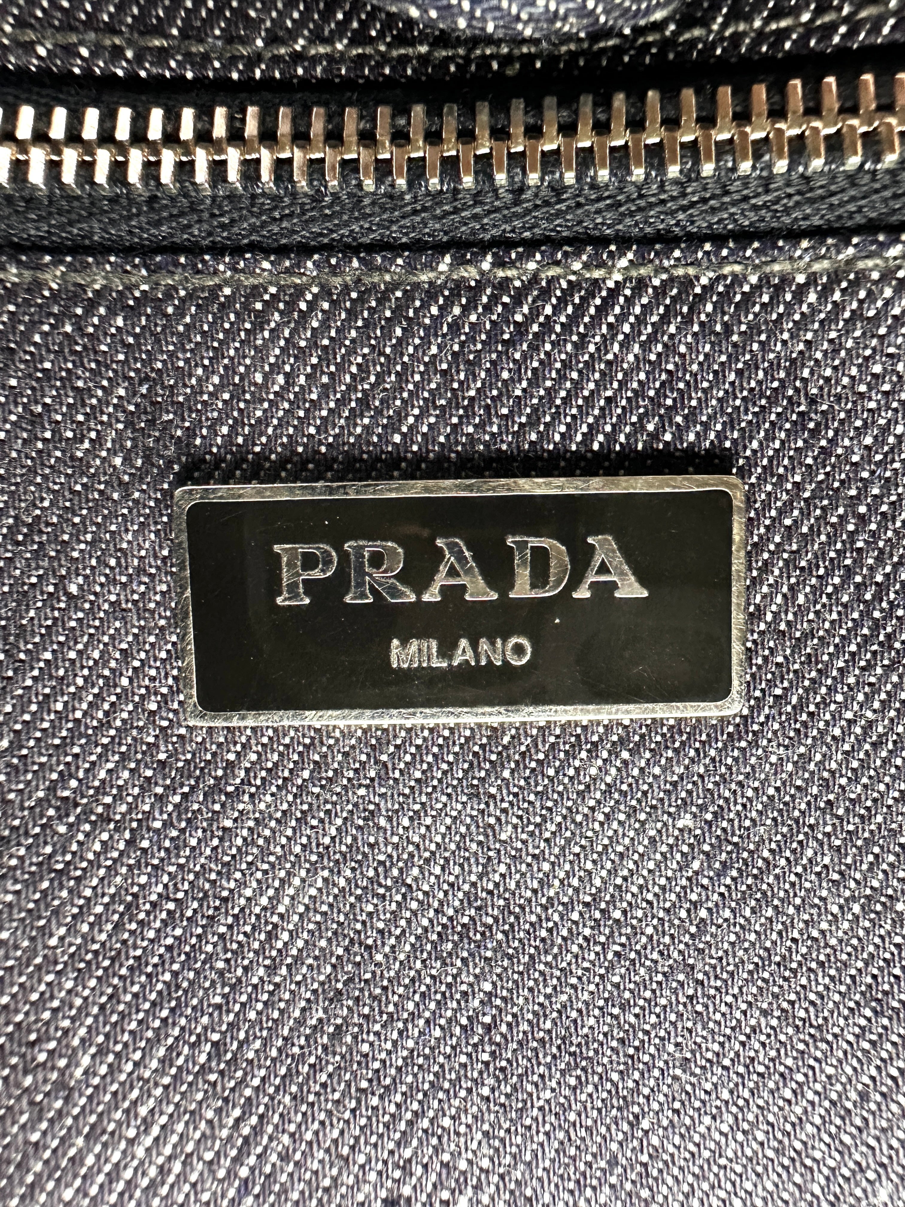 Prada Denim Crystal Rhinestone Studded Handle Bag PR412