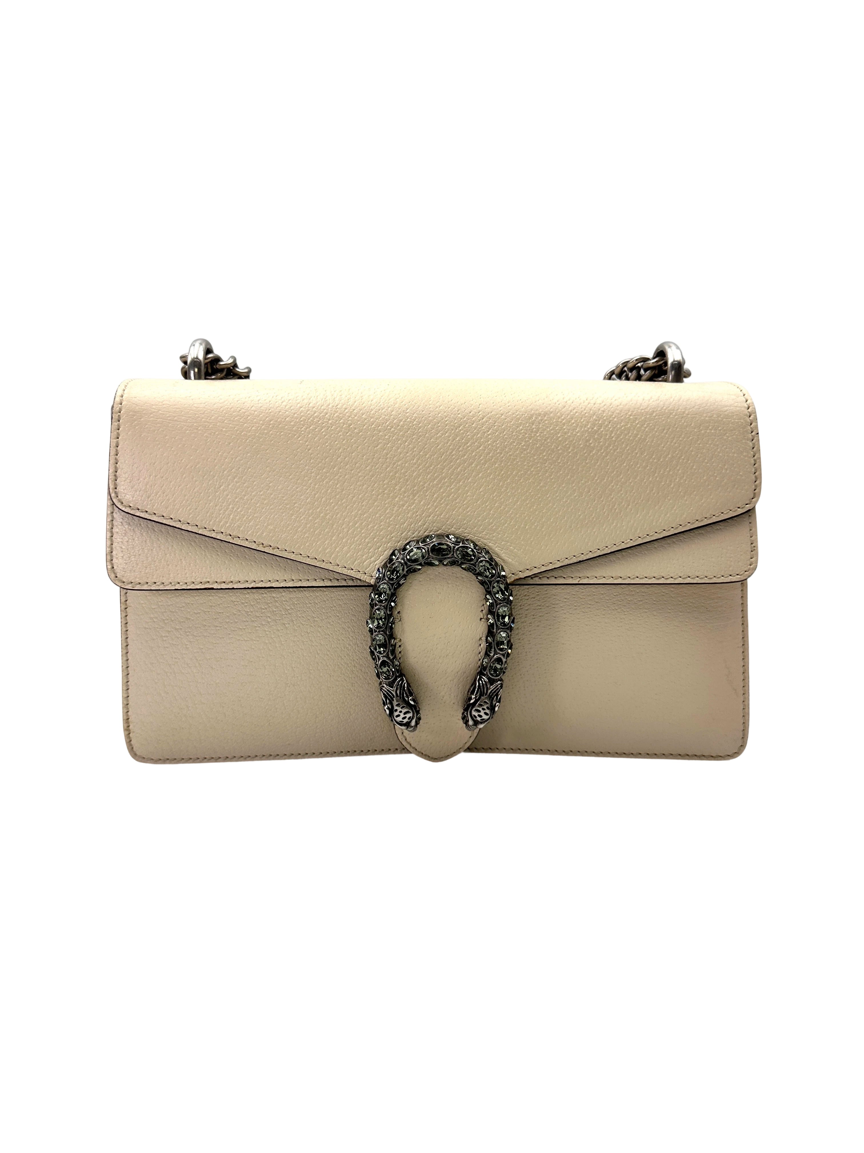 Gucci Dionysus White Leather Medium Size Shoulder Bag GG1158