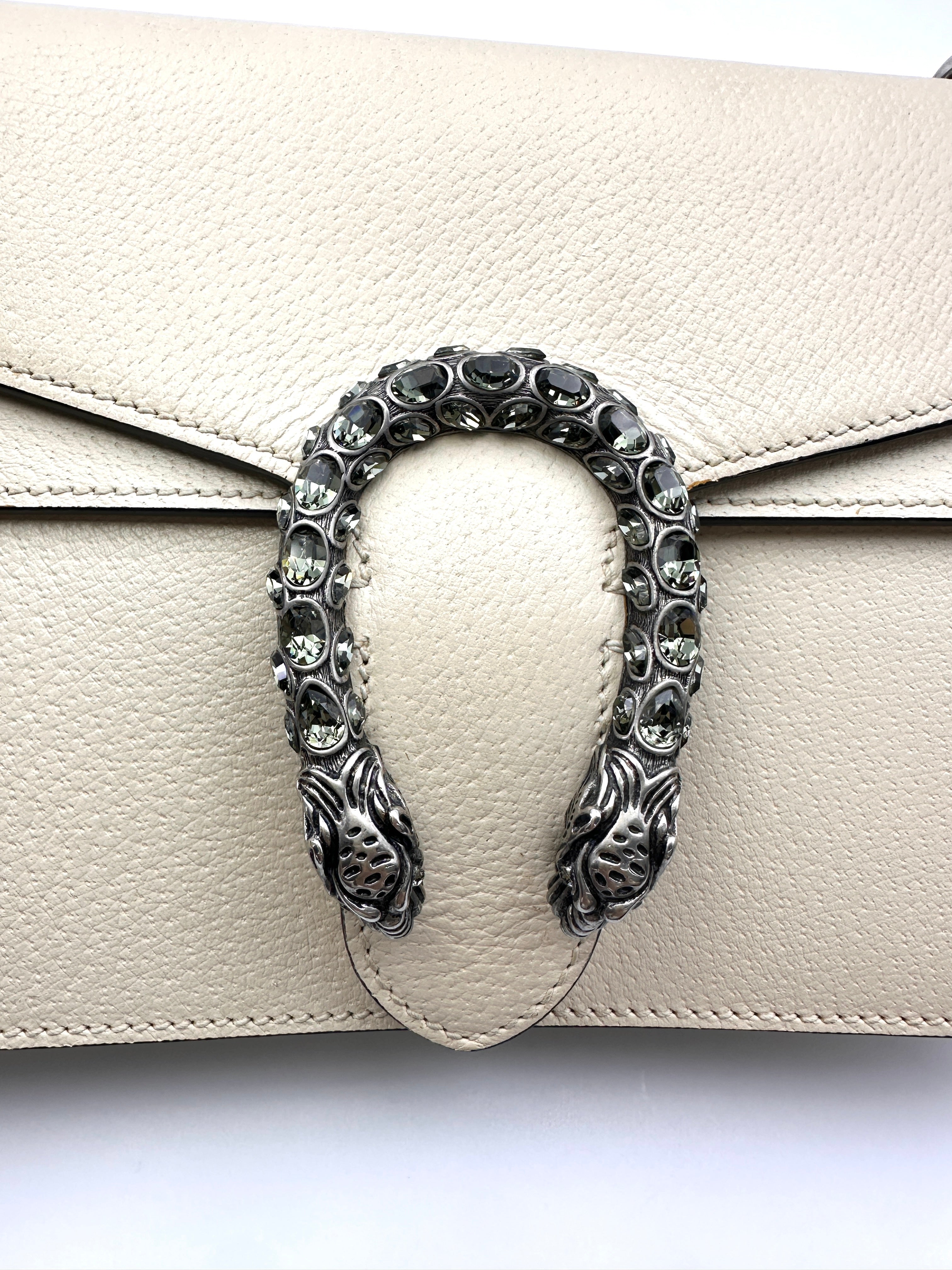 Gucci Dionysus White Leather Medium Size Shoulder Bag GG1158