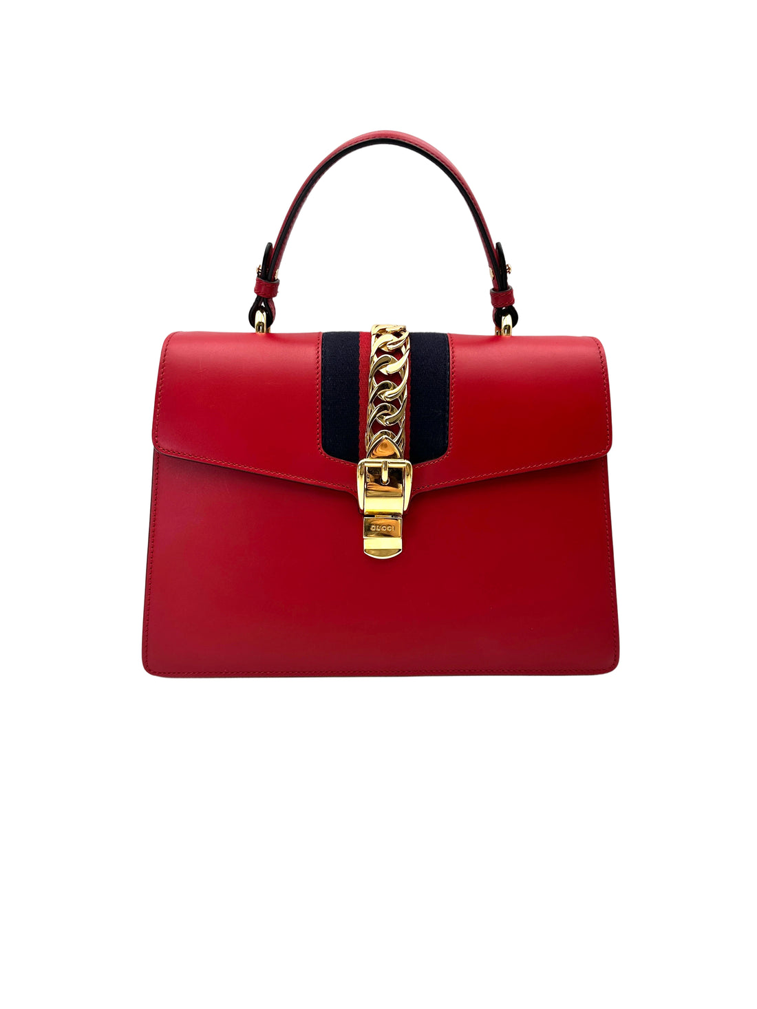Gucci Sylvie Red Leather Large Size Shoulder Bag GG1157