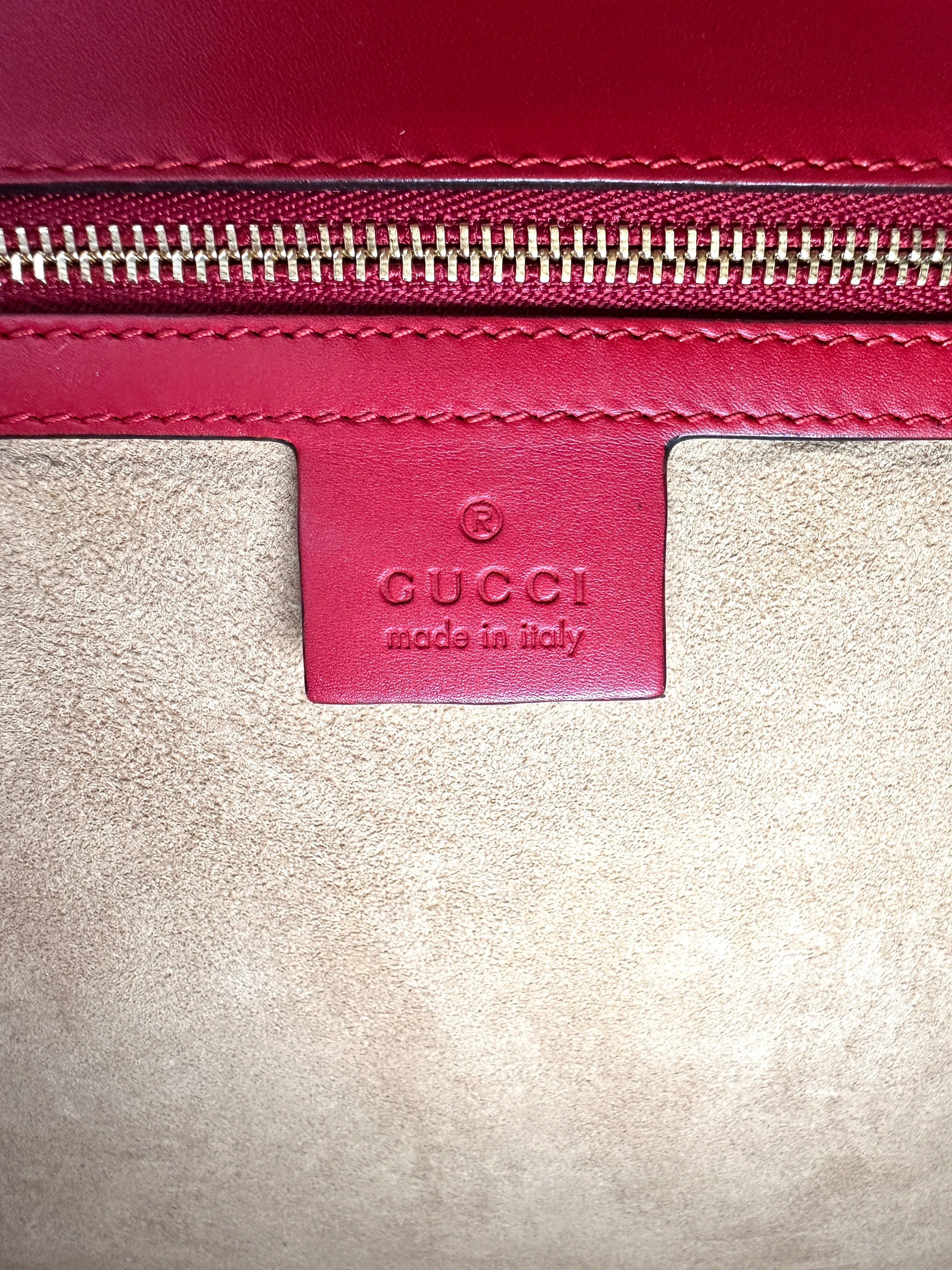 Gucci Sylvie Red Leather Large Size Shoulder Bag GG1157