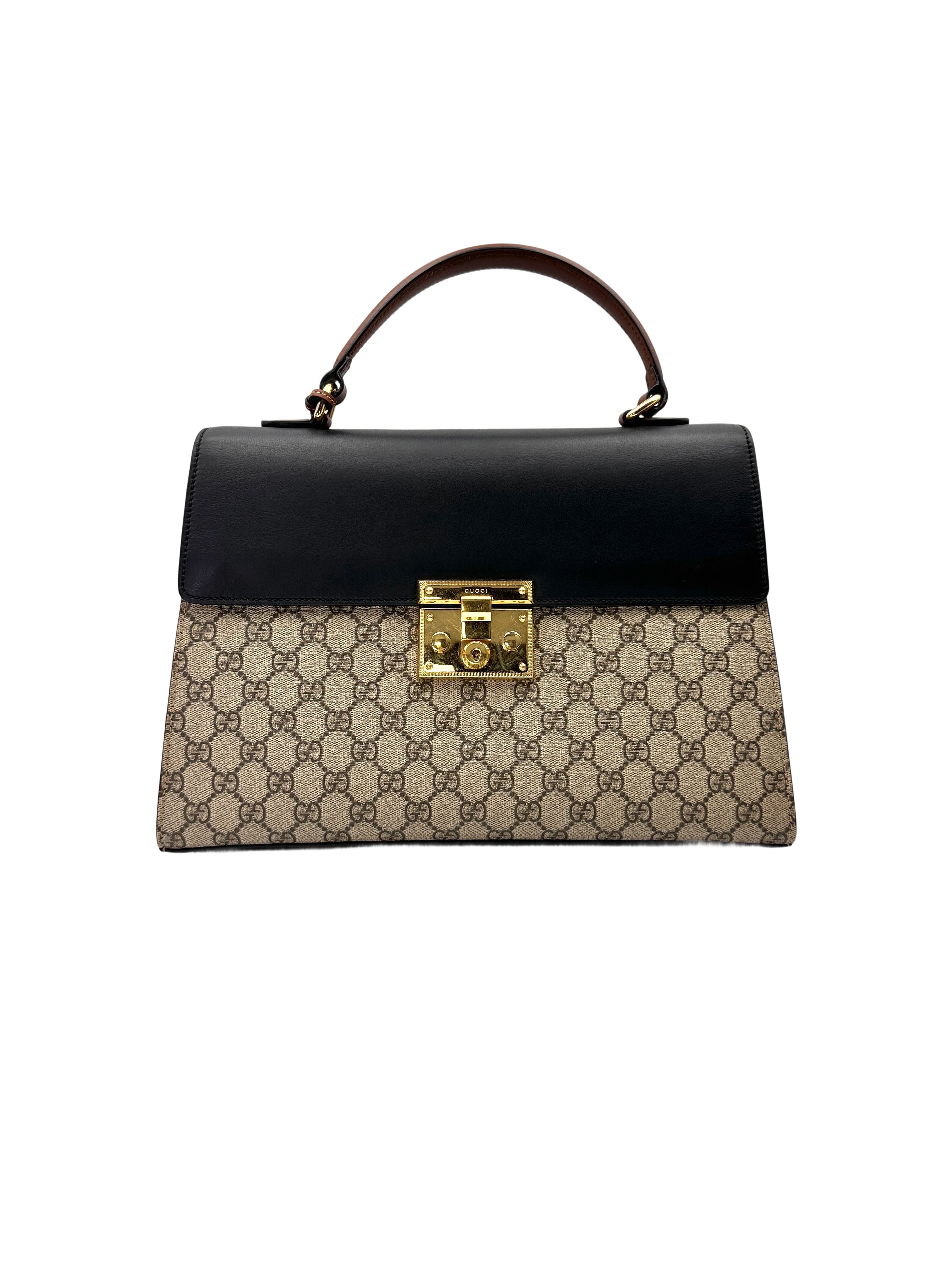 Gucci Padlock GG Canvas & Black Leather Top Handle Bag GG1154