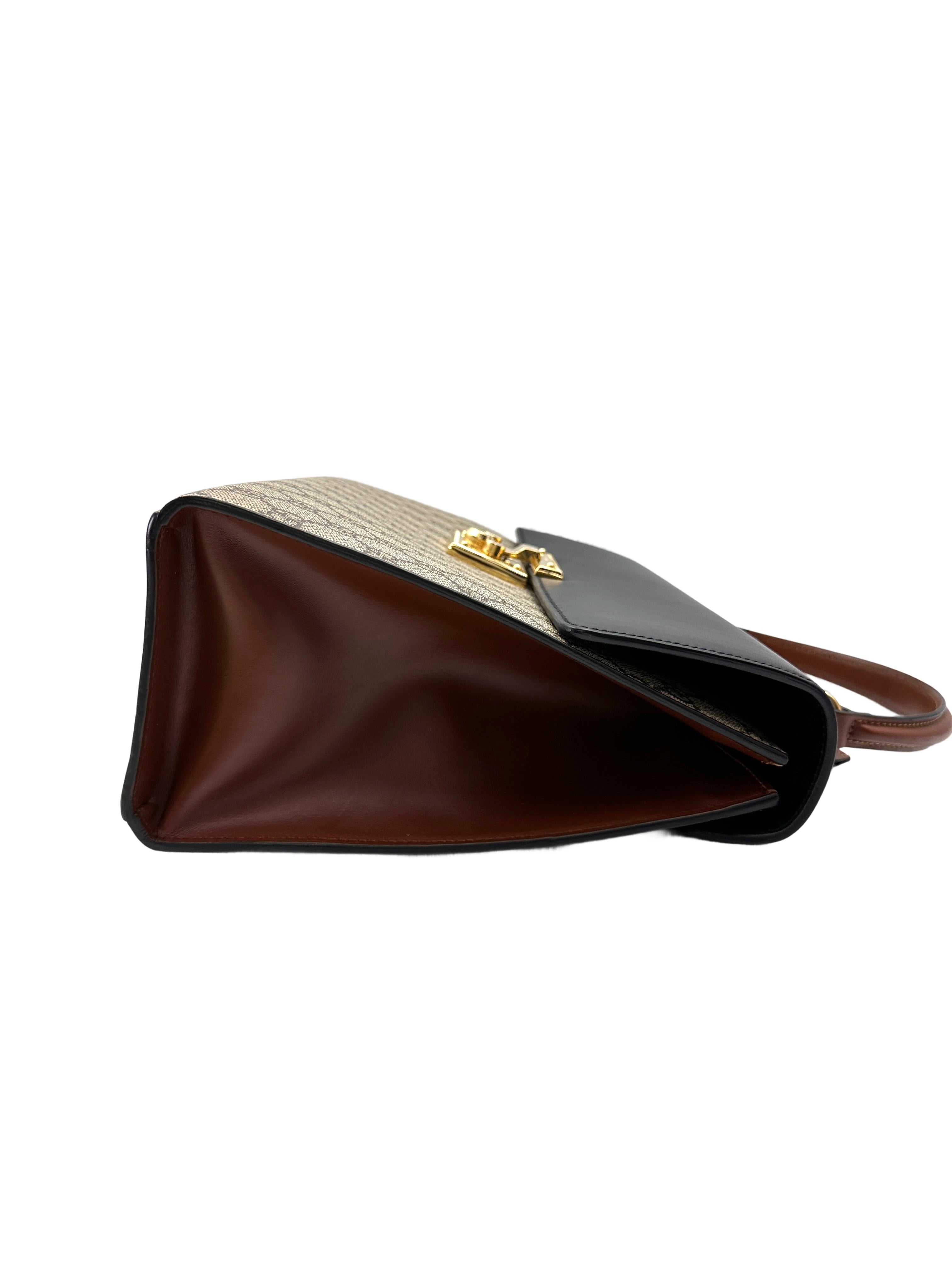 Gucci Padlock GG Canvas & Black Leather Top Handle Bag GG1154