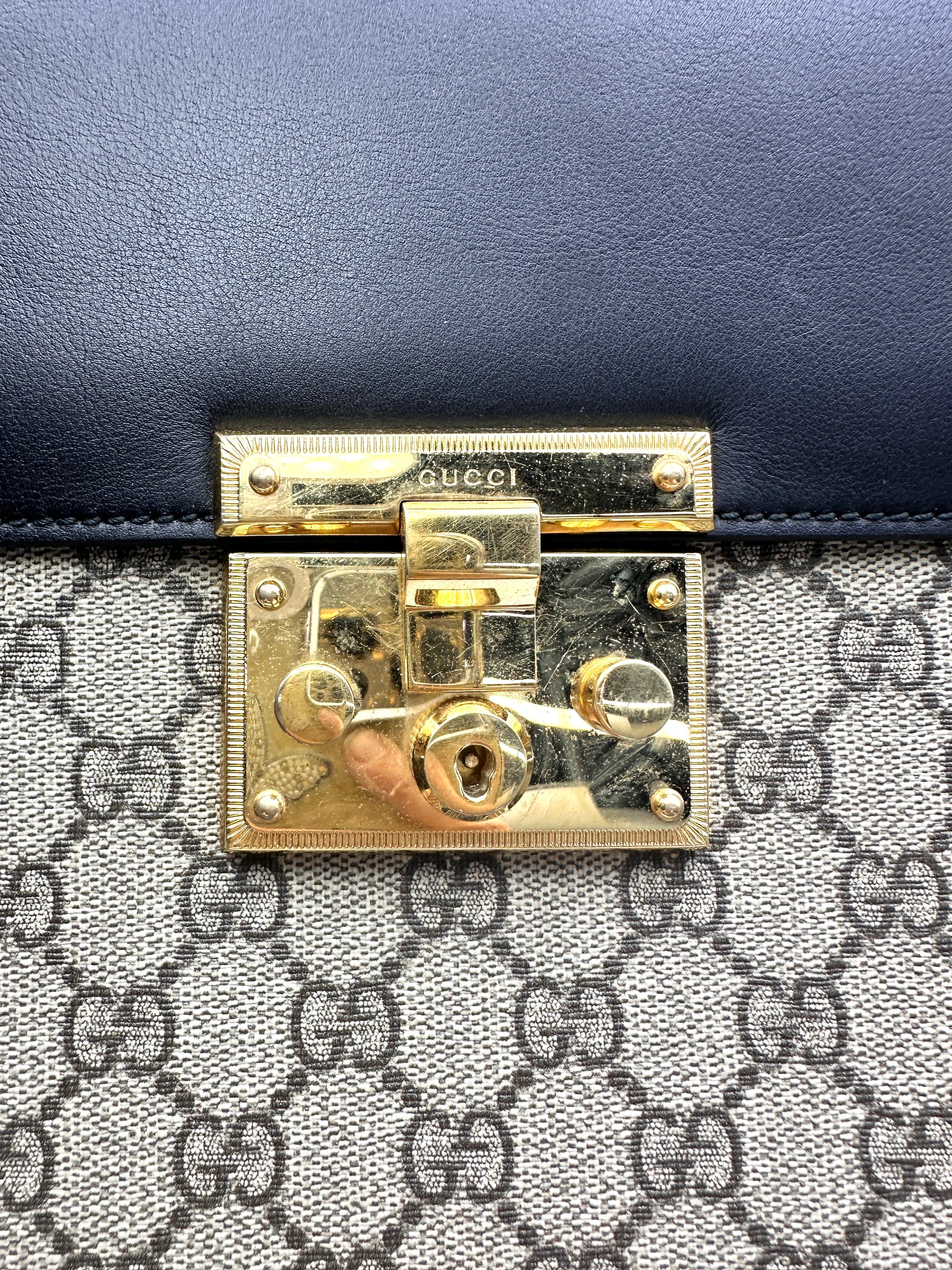Gucci Padlock GG Canvas & Black Leather Top Handle Bag GG1154