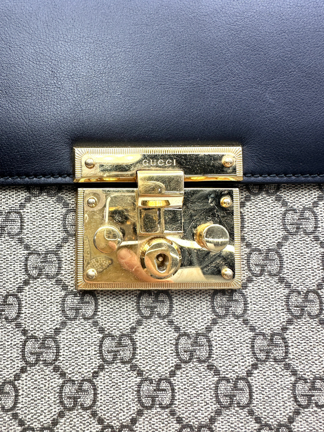 Gucci Padlock GG Canvas & Black Leather Top Handle Bag GG1154