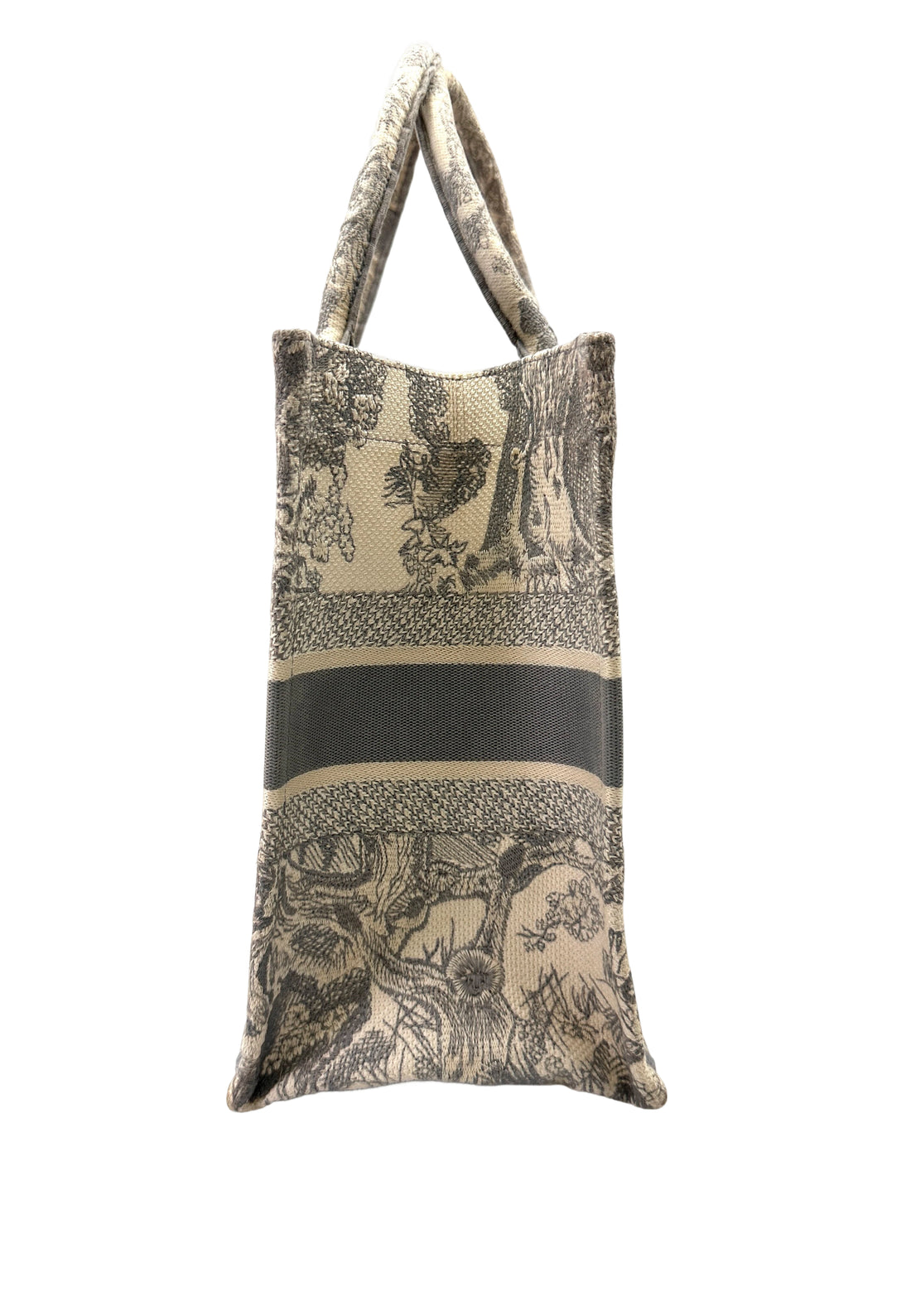 Christian Dior Yoile de Jouy Grey/White Embroidery Book Tote Bag IRIS236
