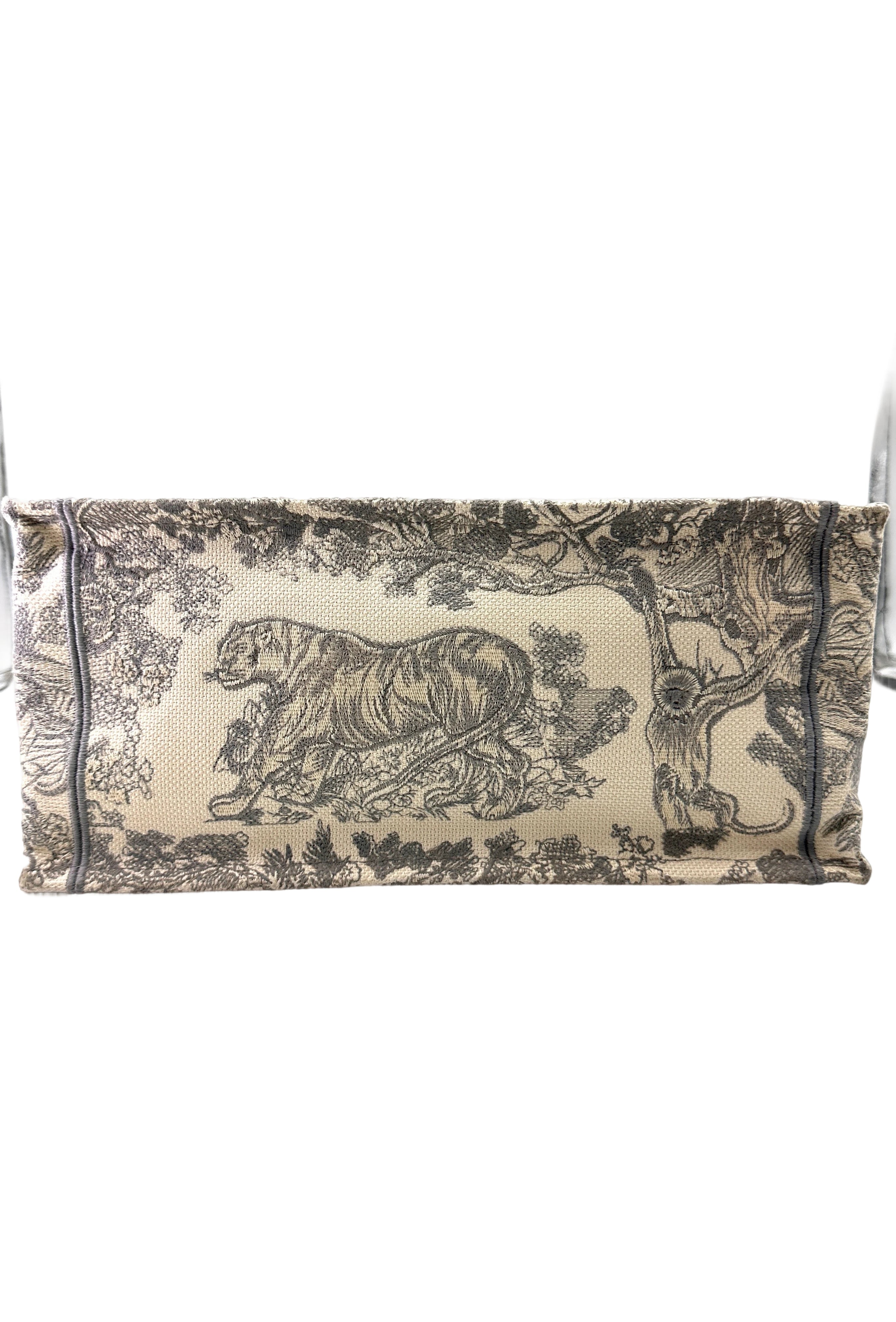 Christian Dior Yoile de Jouy Grey/White Embroidery Book Tote Bag IRIS236