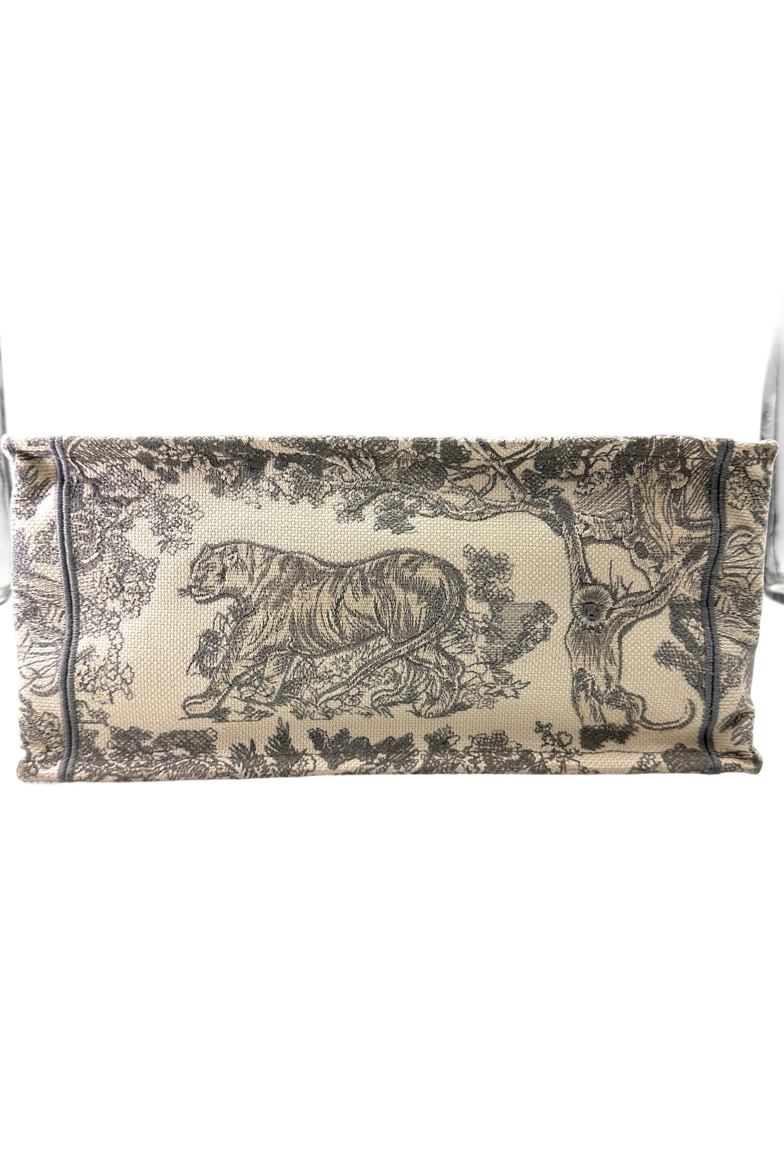 Christian Dior Yoile de Jouy Grey/White Embroidery Book Tote Bag IRIS236