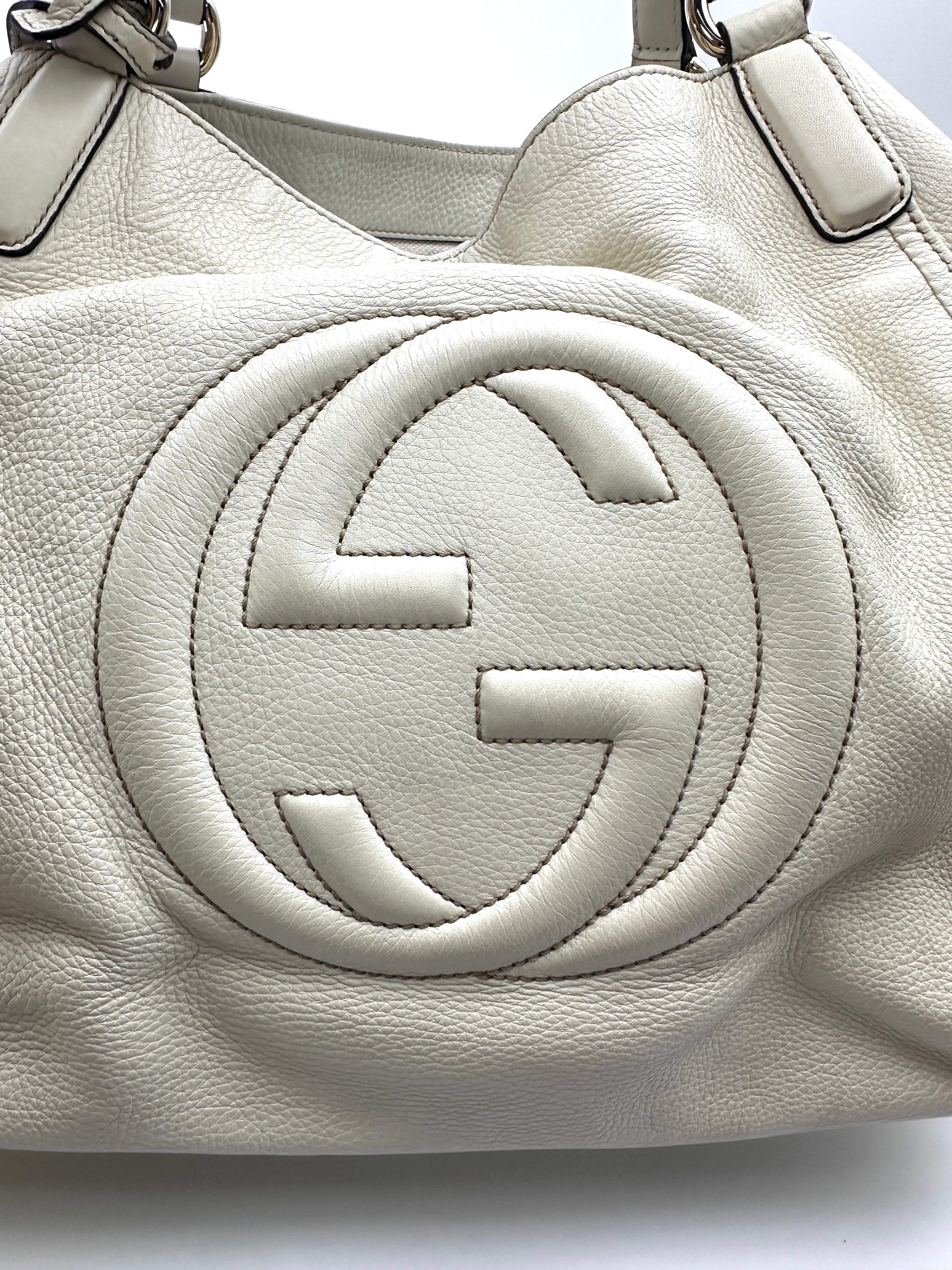 Gucci Soho White Leather Hobo Bag GG1159