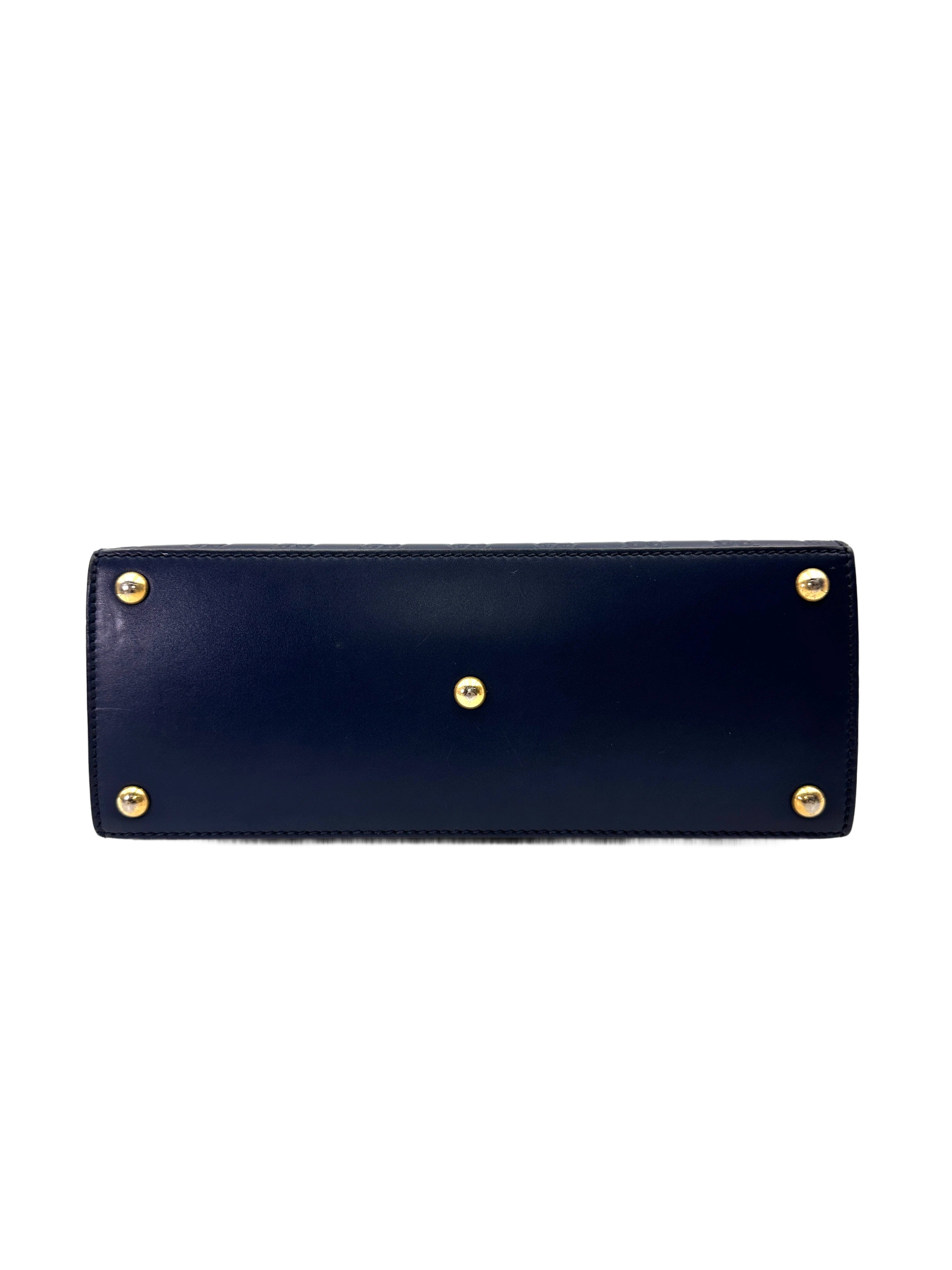 Gucci Padlock Navy Guccissima Leather Top Handle Bag GG1160