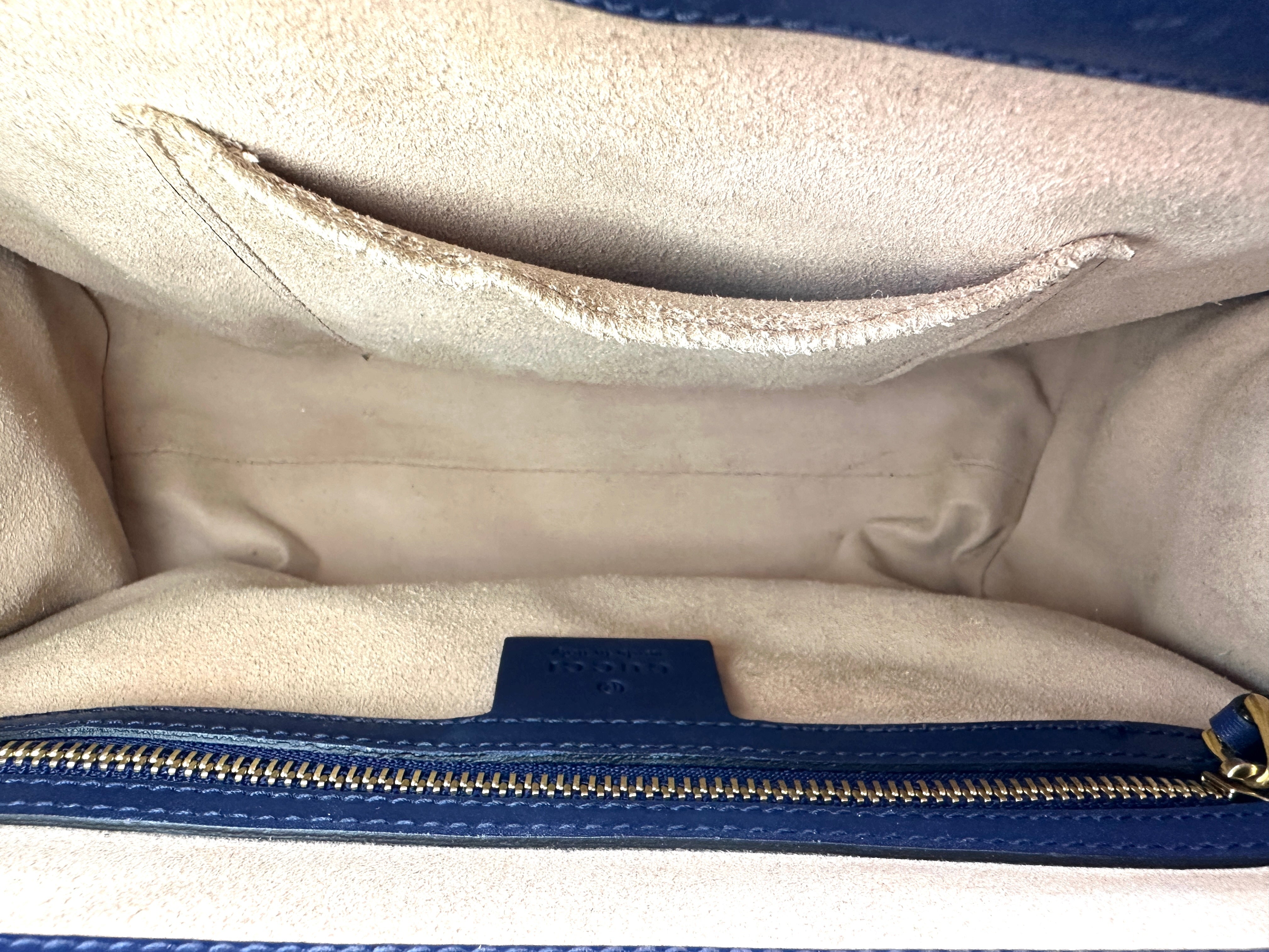 Gucci Padlock Navy Guccissima Leather Top Handle Bag GG1160