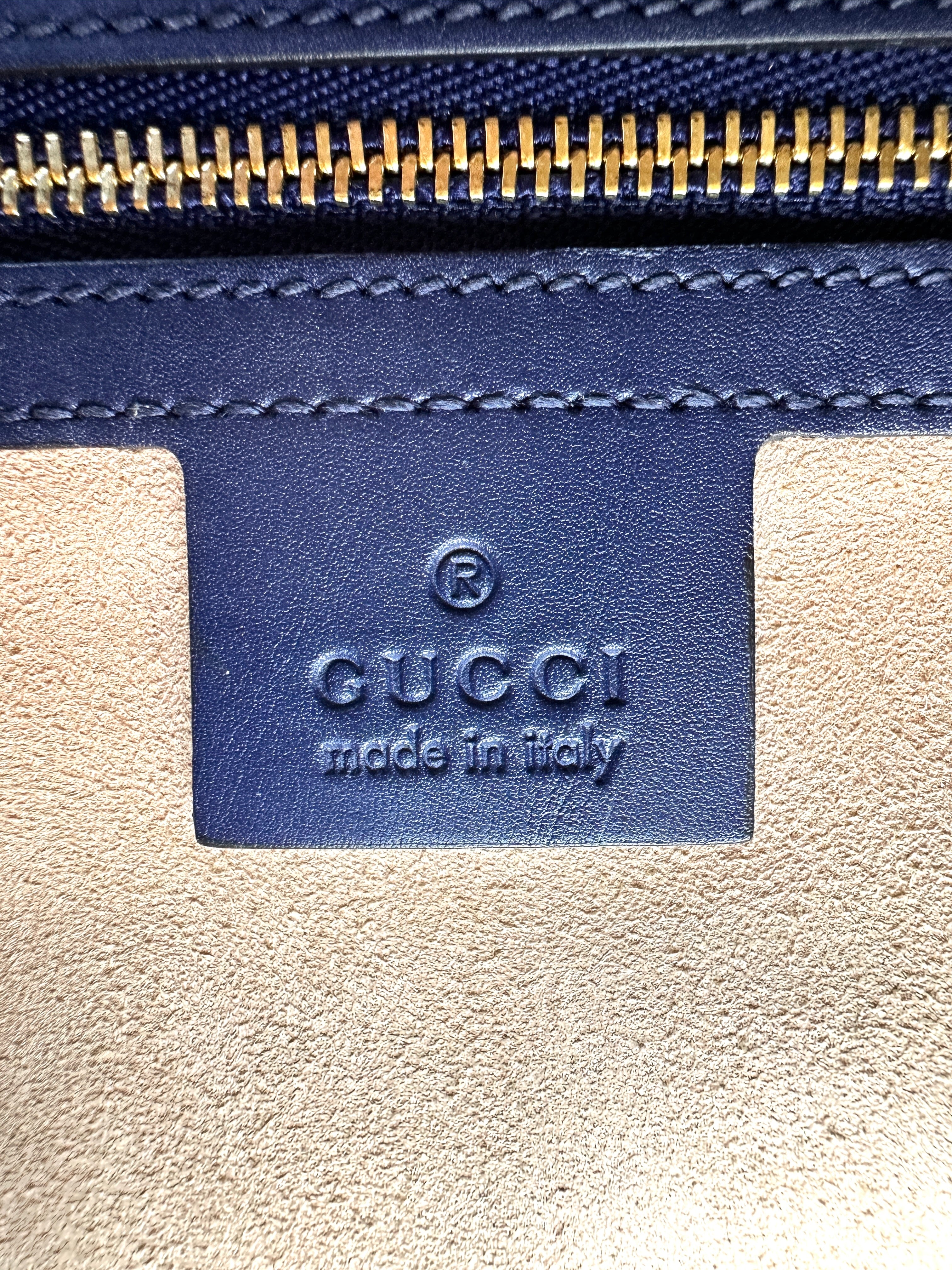 Gucci Padlock Navy Guccissima Leather Top Handle Bag GG1160