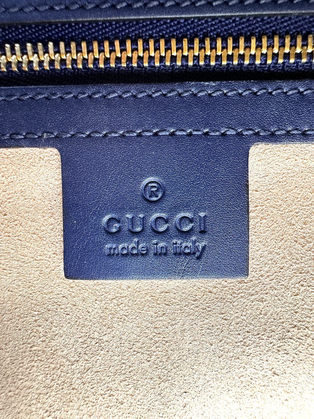 Gucci Padlock Navy Guccissima Leather Top Handle Bag GG1160