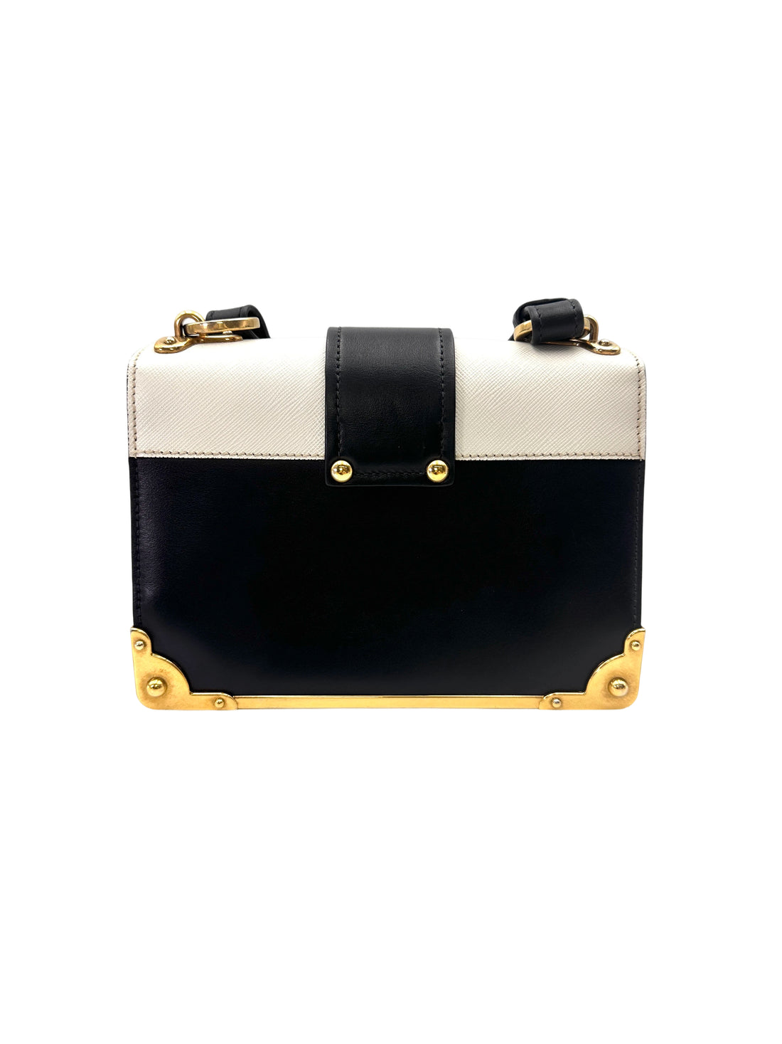 Prada Cahier Black/White Leather Shoulder Bag PR416