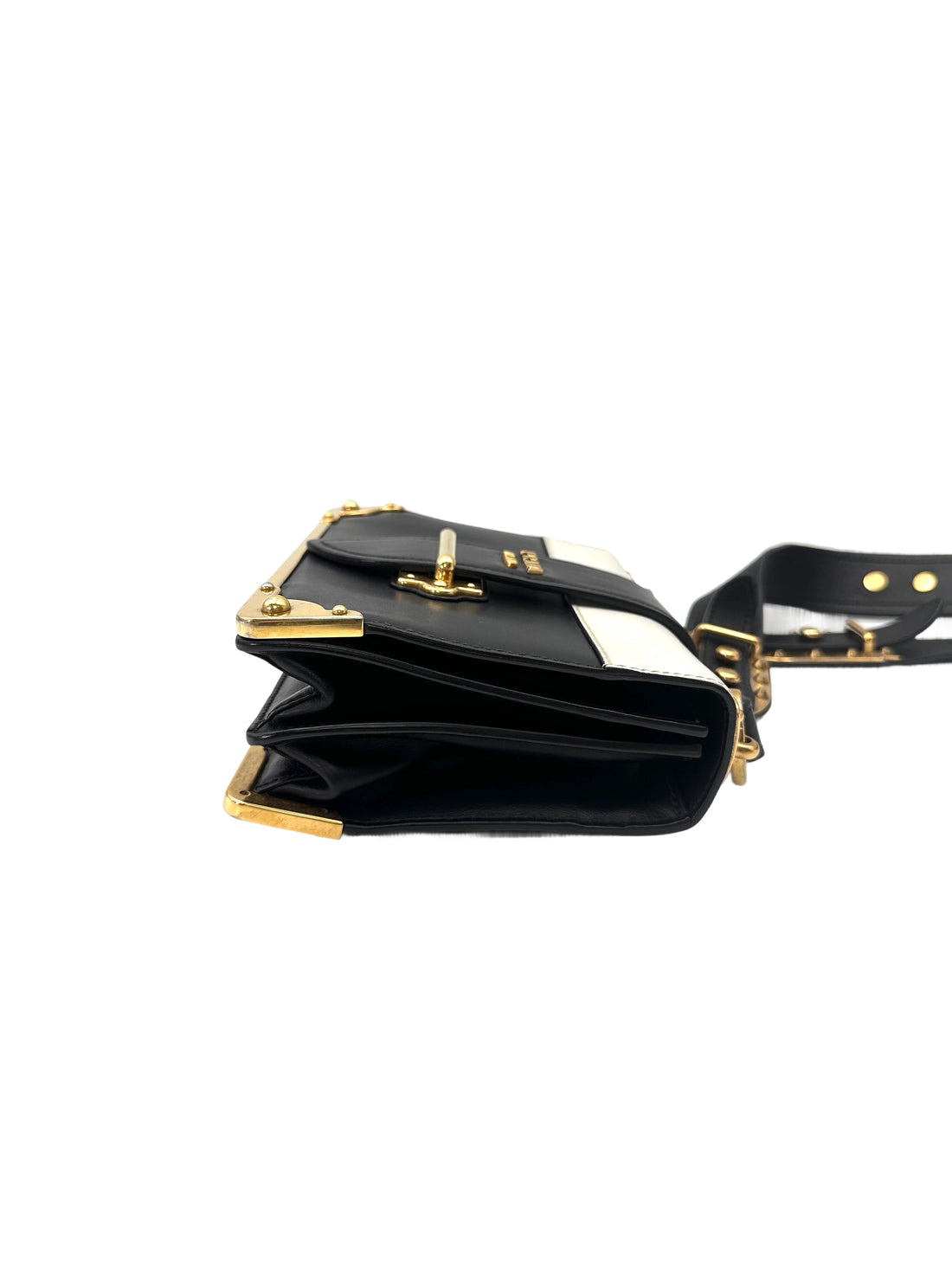 Prada Cahier Black/White Leather Shoulder Bag PR416