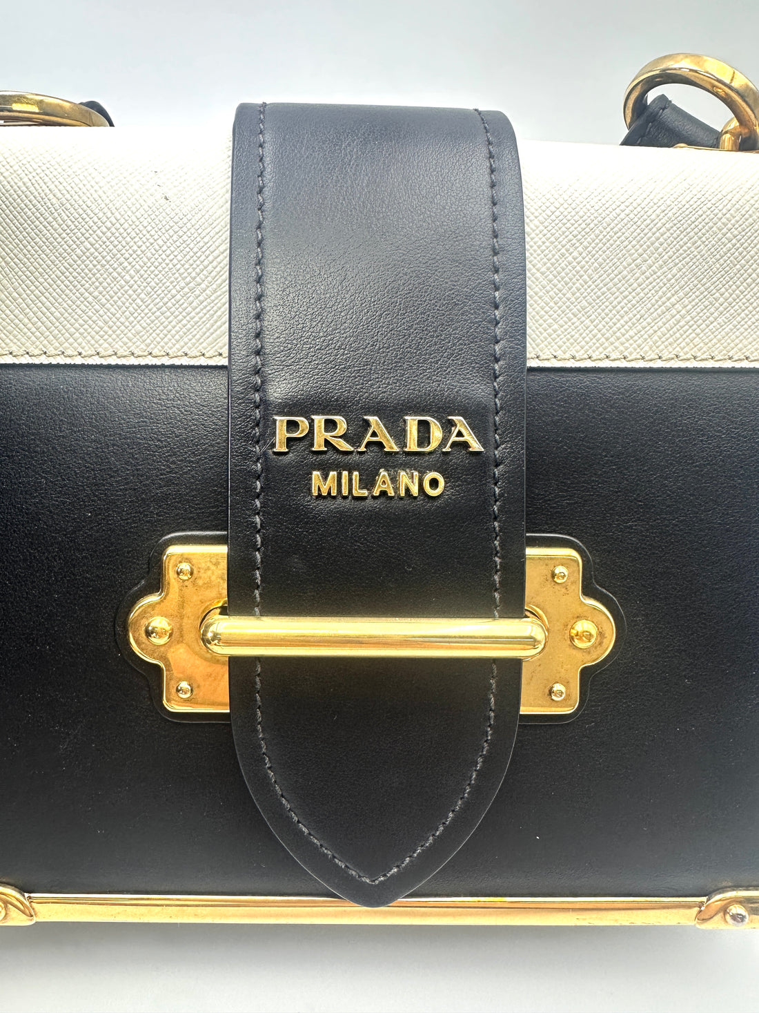 Prada Cahier Black/White Leather Shoulder Bag PR416