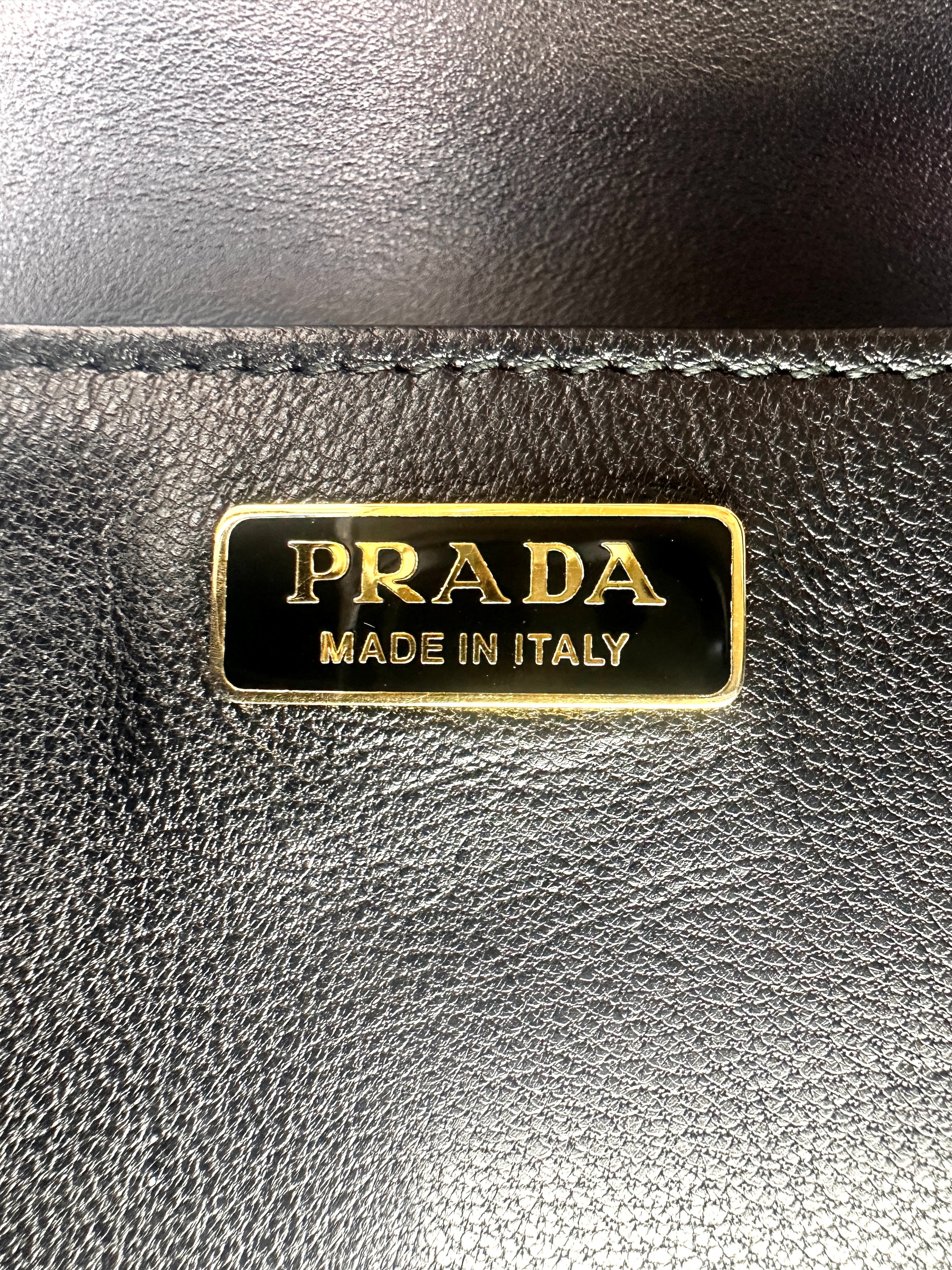 Prada Cahier Black/White Leather Shoulder Bag PR416