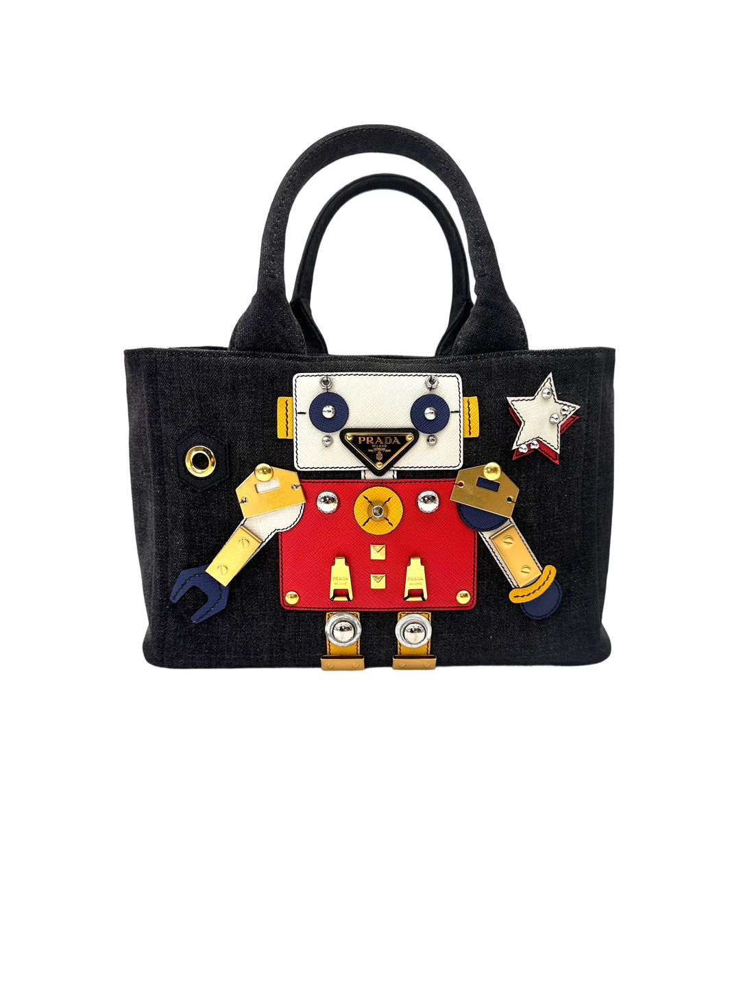 Prada Canapa Robot Denim Handle Bag PR417
