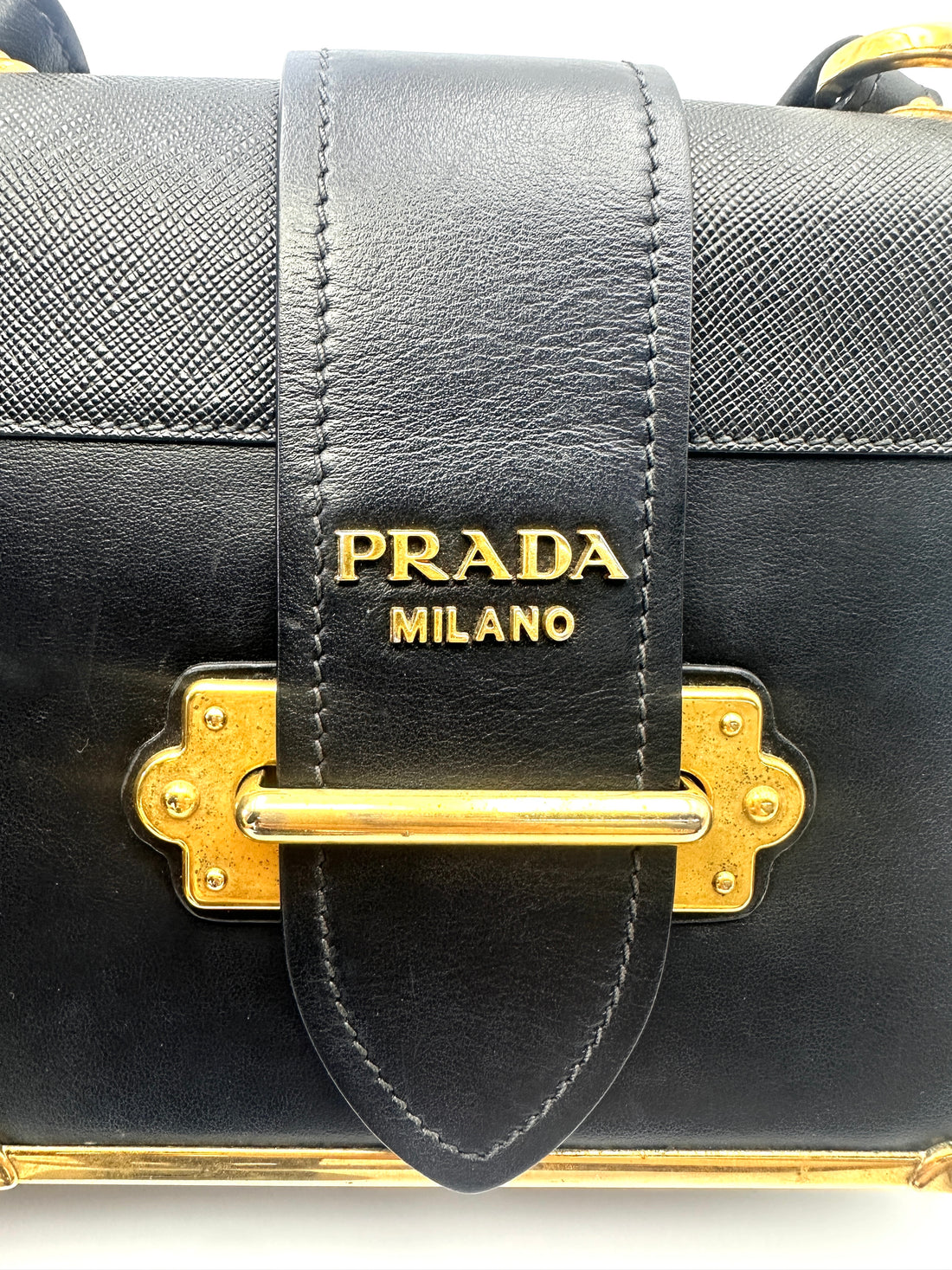 Prada Cahier Black Leather Shoulder Bag PR414