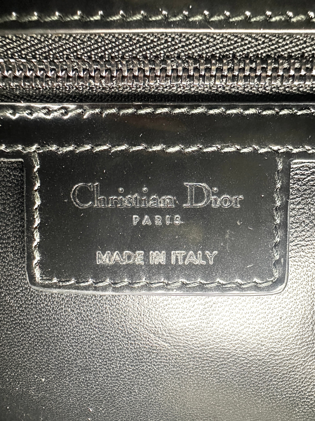 Christian Dior Lady Dior Black Patent Leather Handle Bag With Silver Buckle DR765