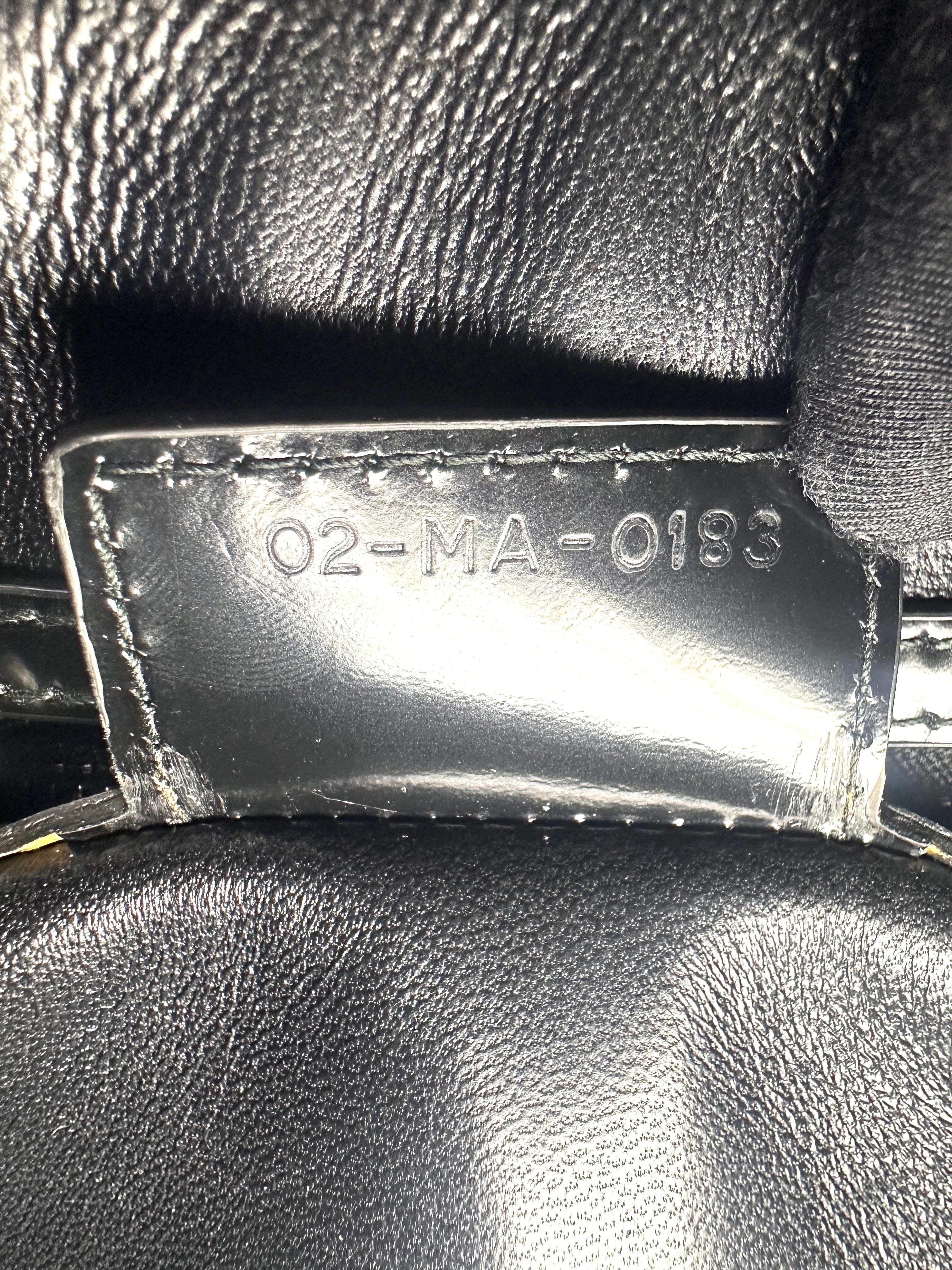 Christian Dior Lady Dior Black Patent Leather Handle Bag With Silver Buckle DR765
