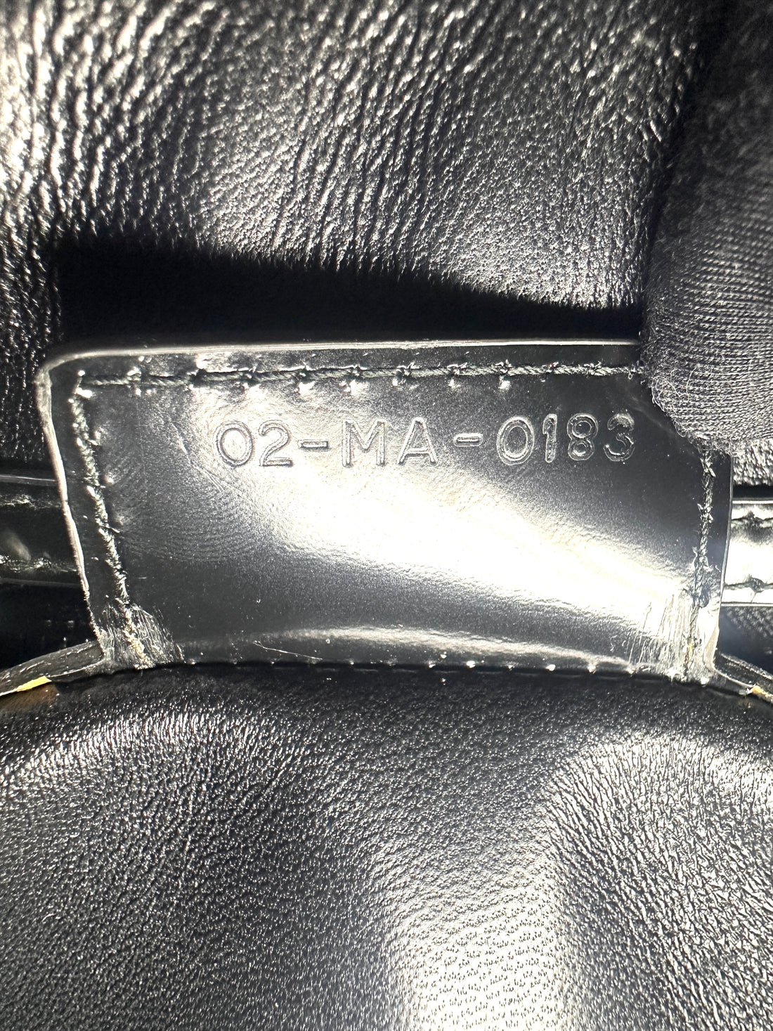 Christian Dior Lady Dior Black Patent Leather Handle Bag With Silver Buckle DR765