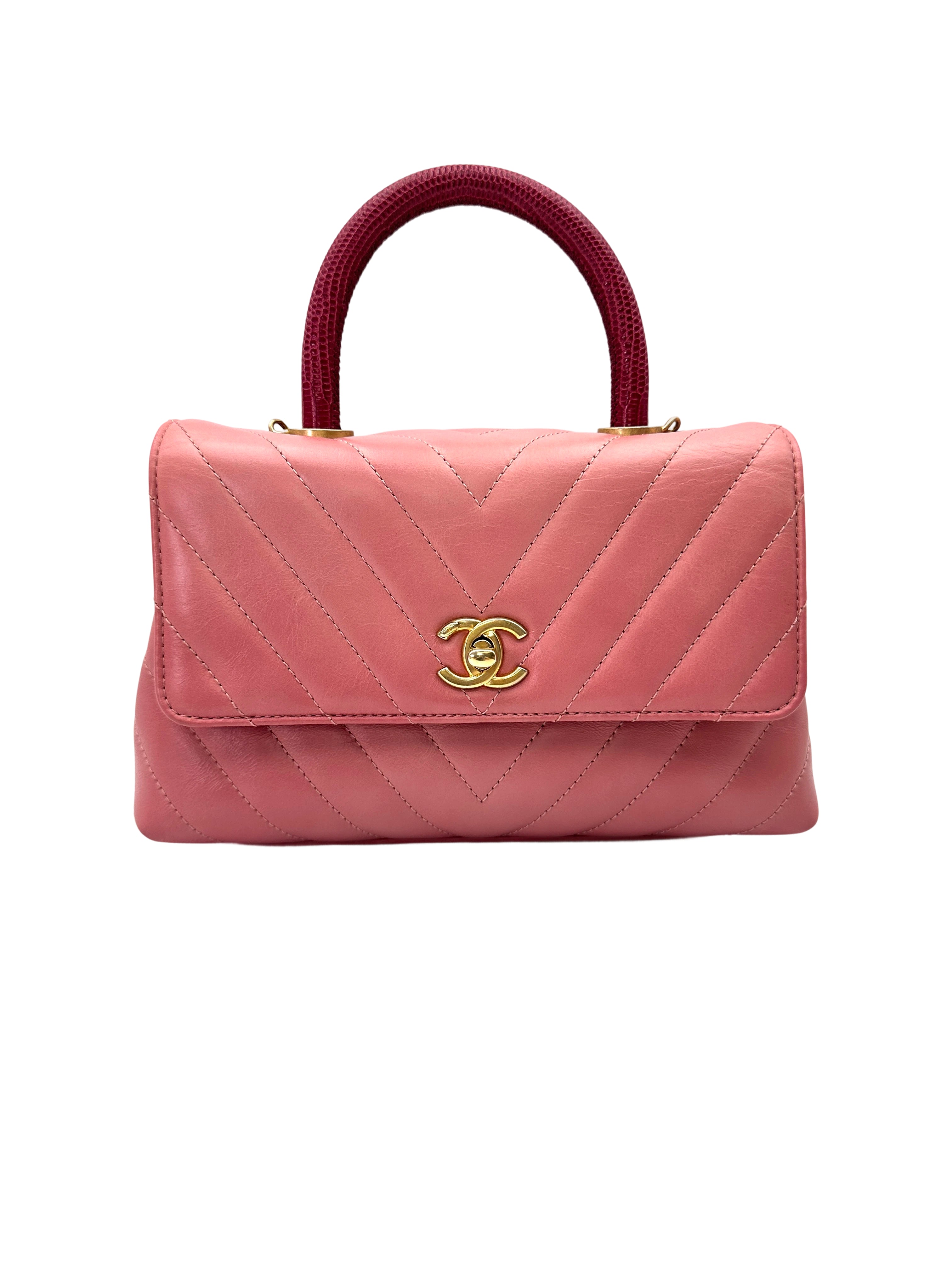 Chanel CoCo Handle Pink Chevron Quilted Leather Shoulder Bag(25***49) CC2072