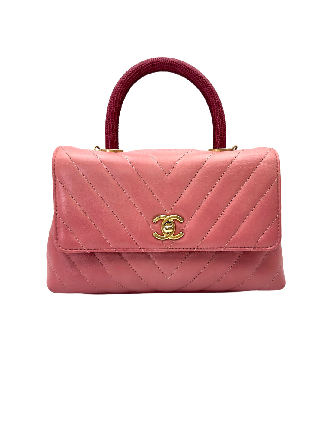 Chanel CoCo Handle Pink Chevron Quilted Leather Shoulder Bag(25***49) CC2072