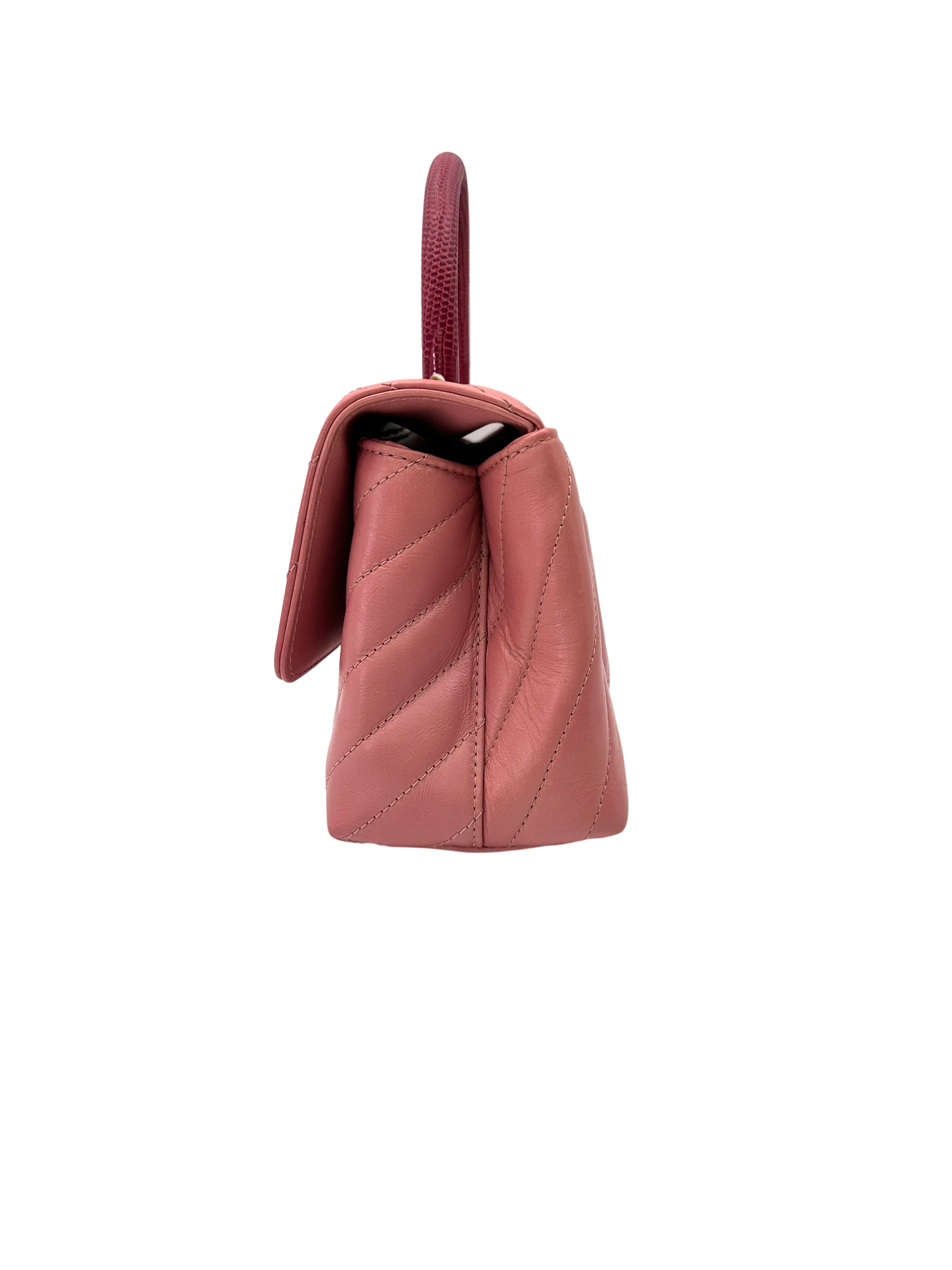 Chanel CoCo Handle Pink Chevron Quilted Leather Shoulder Bag(25***49) CC2072
