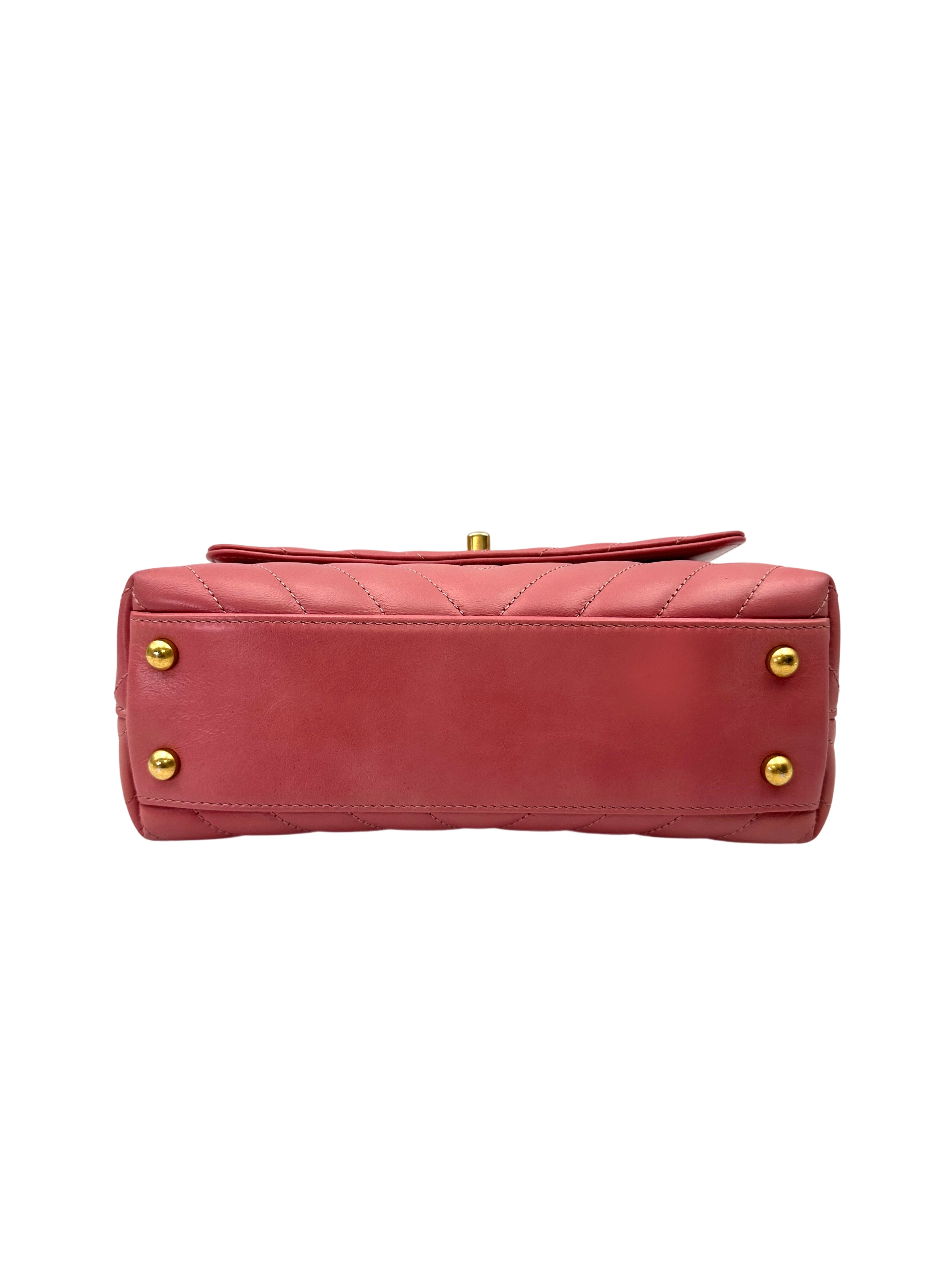 Chanel CoCo Handle Pink Chevron Quilted Leather Shoulder Bag(25***49) CC2072