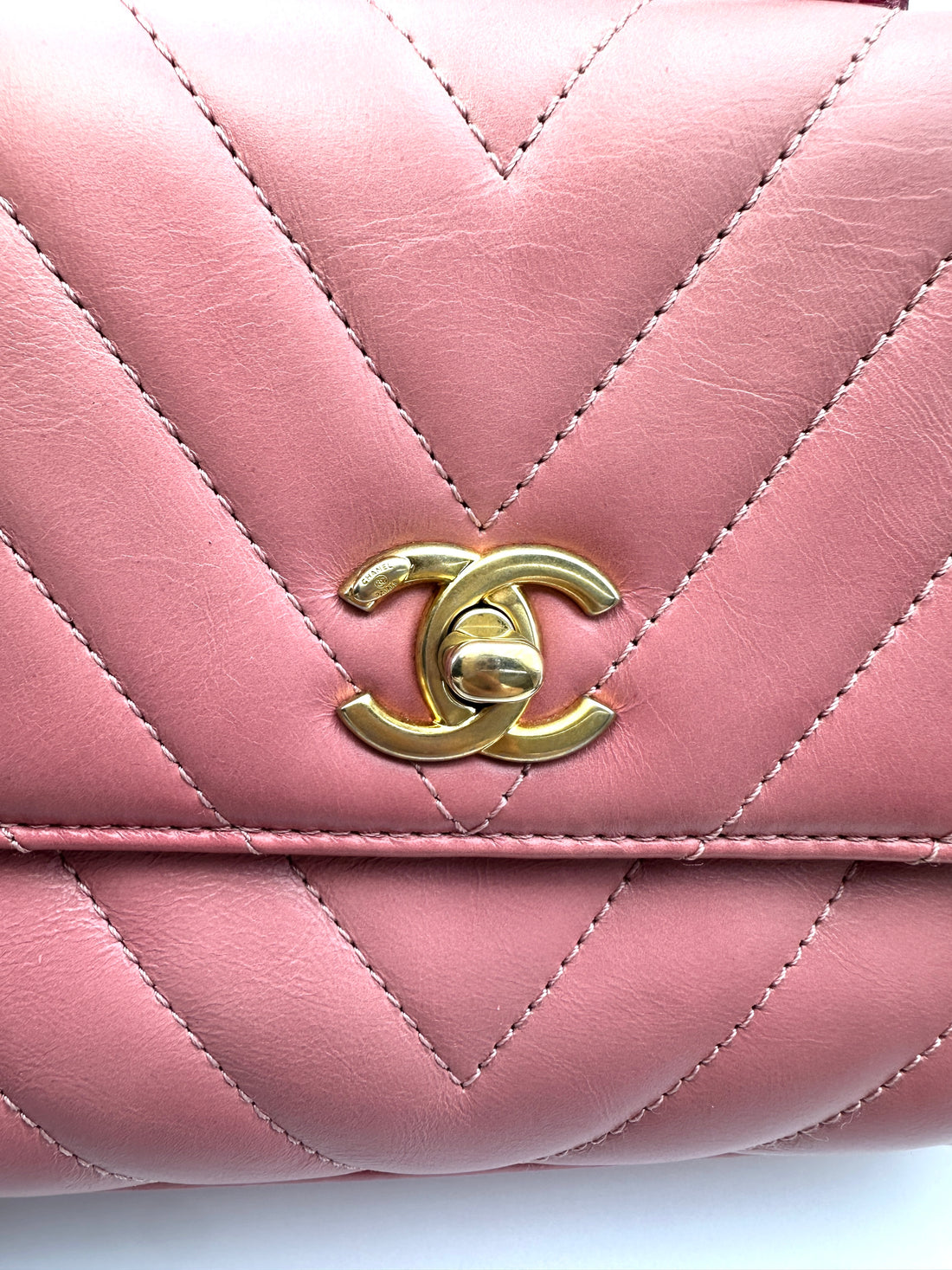 Chanel CoCo Handle Pink Chevron Quilted Leather Shoulder Bag(25***49) CC2072
