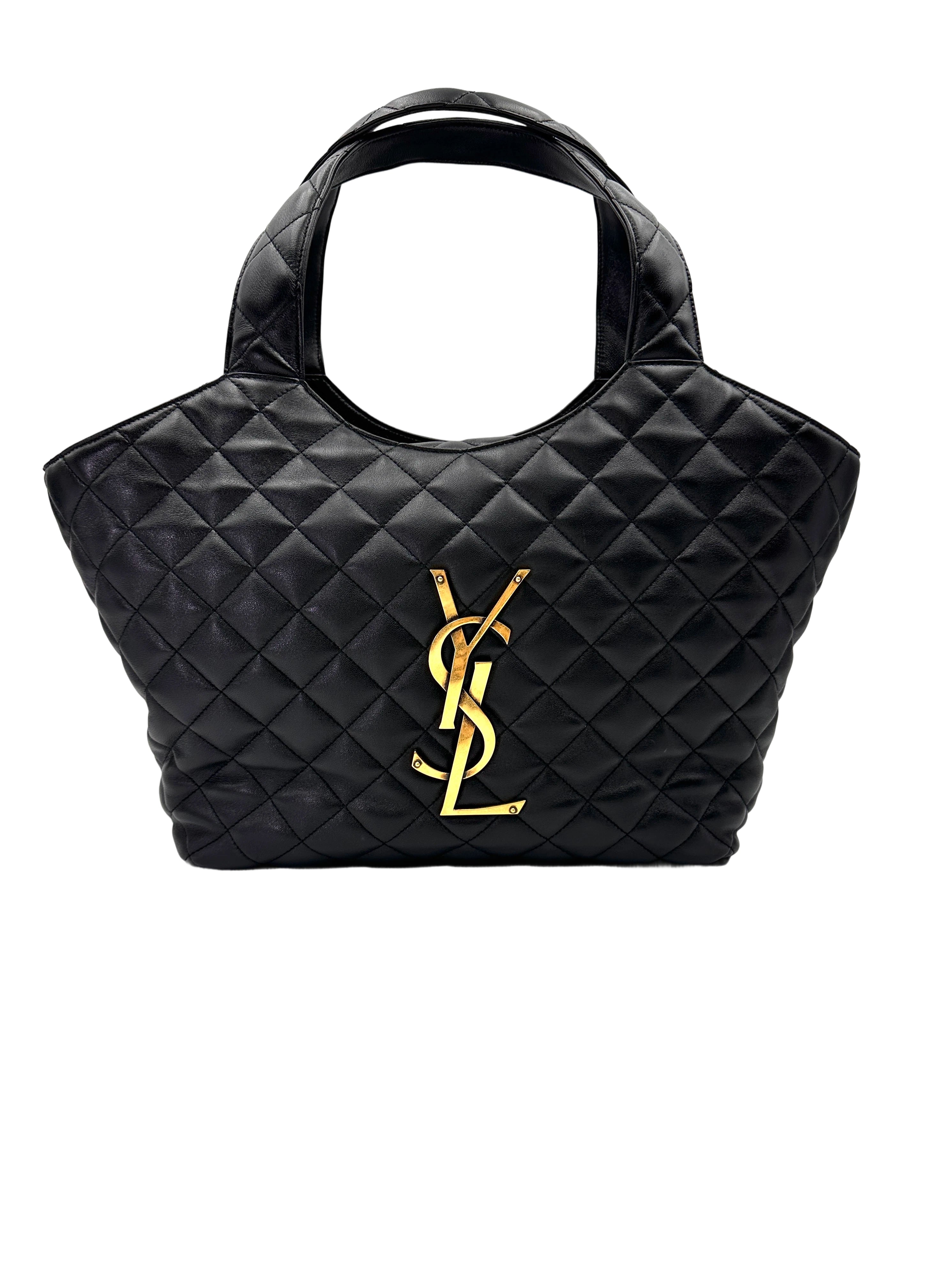 Saint Laurent Lcare Black Quilted Lambskin Large Size Shopping Bag SLE