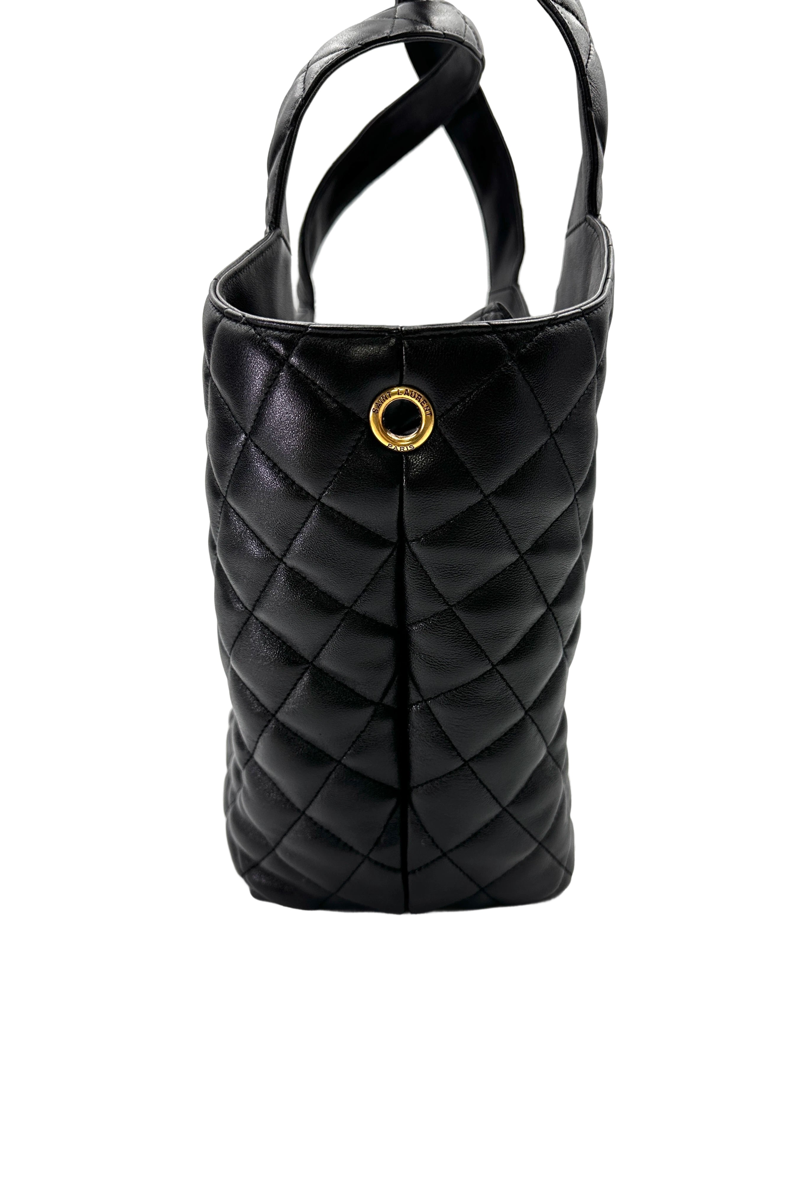 Saint Laurent Lcare Black Quilted Lambskin Large Size Shopping Bag SLE