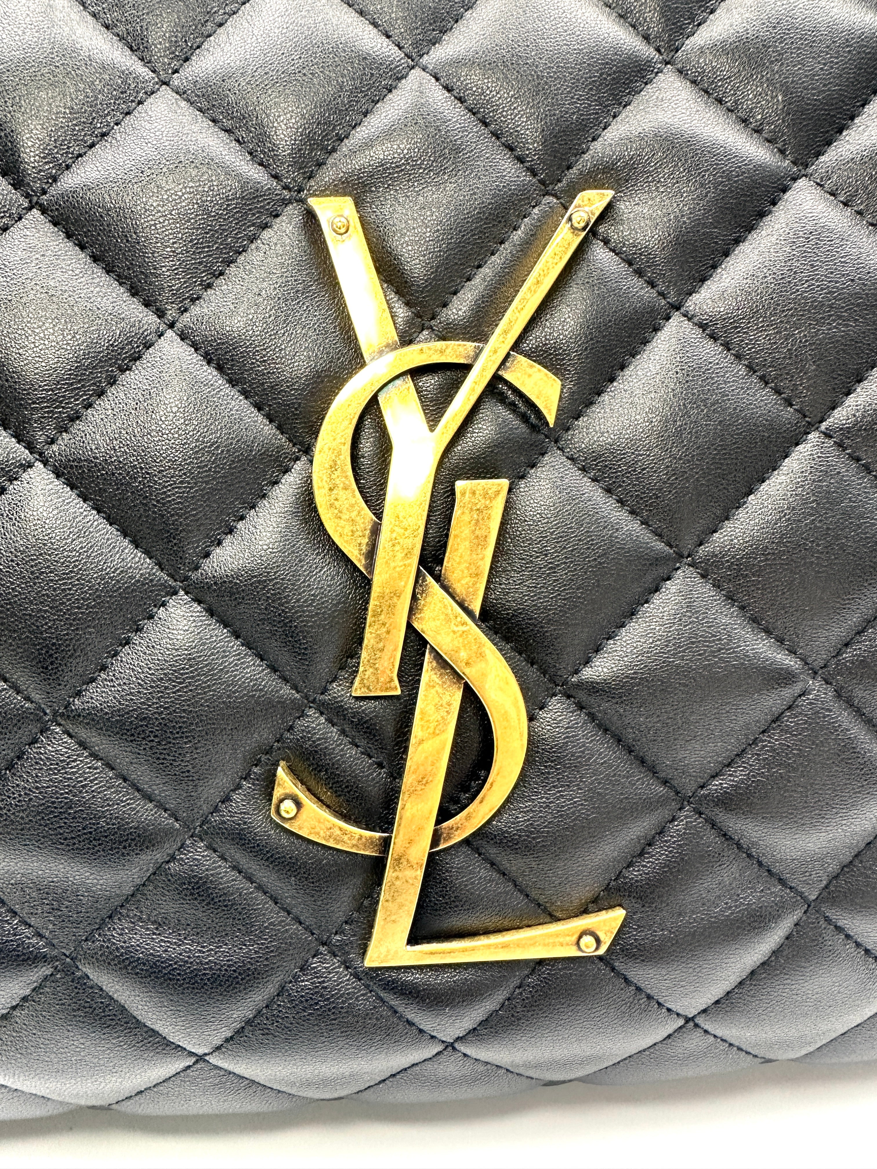 Saint Laurent Lcare Black Quilted Lambskin Large Size Shopping Bag SLE