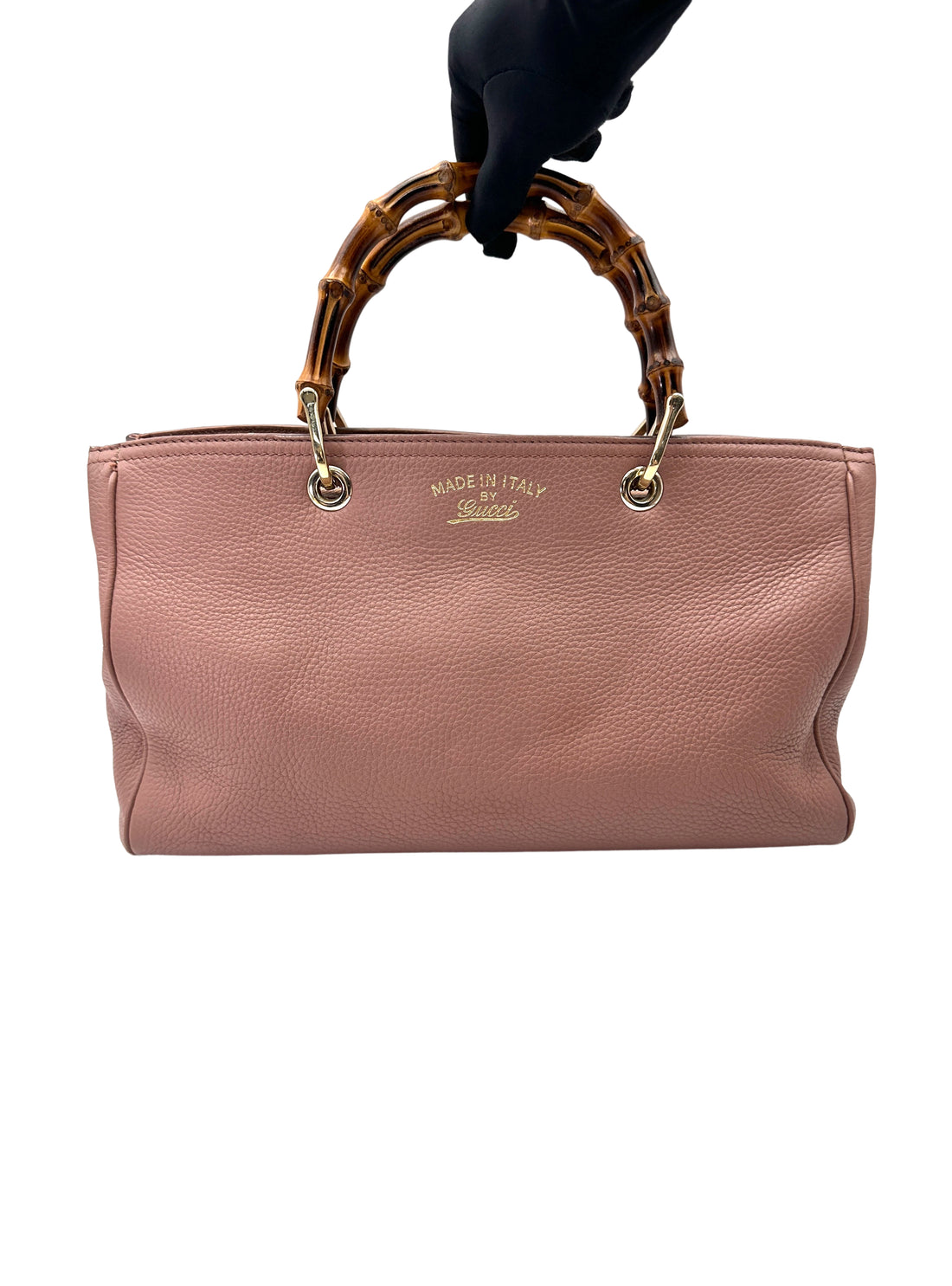 Gucci Pink Leather Small Size Bamboo Shopper Bag GG1163