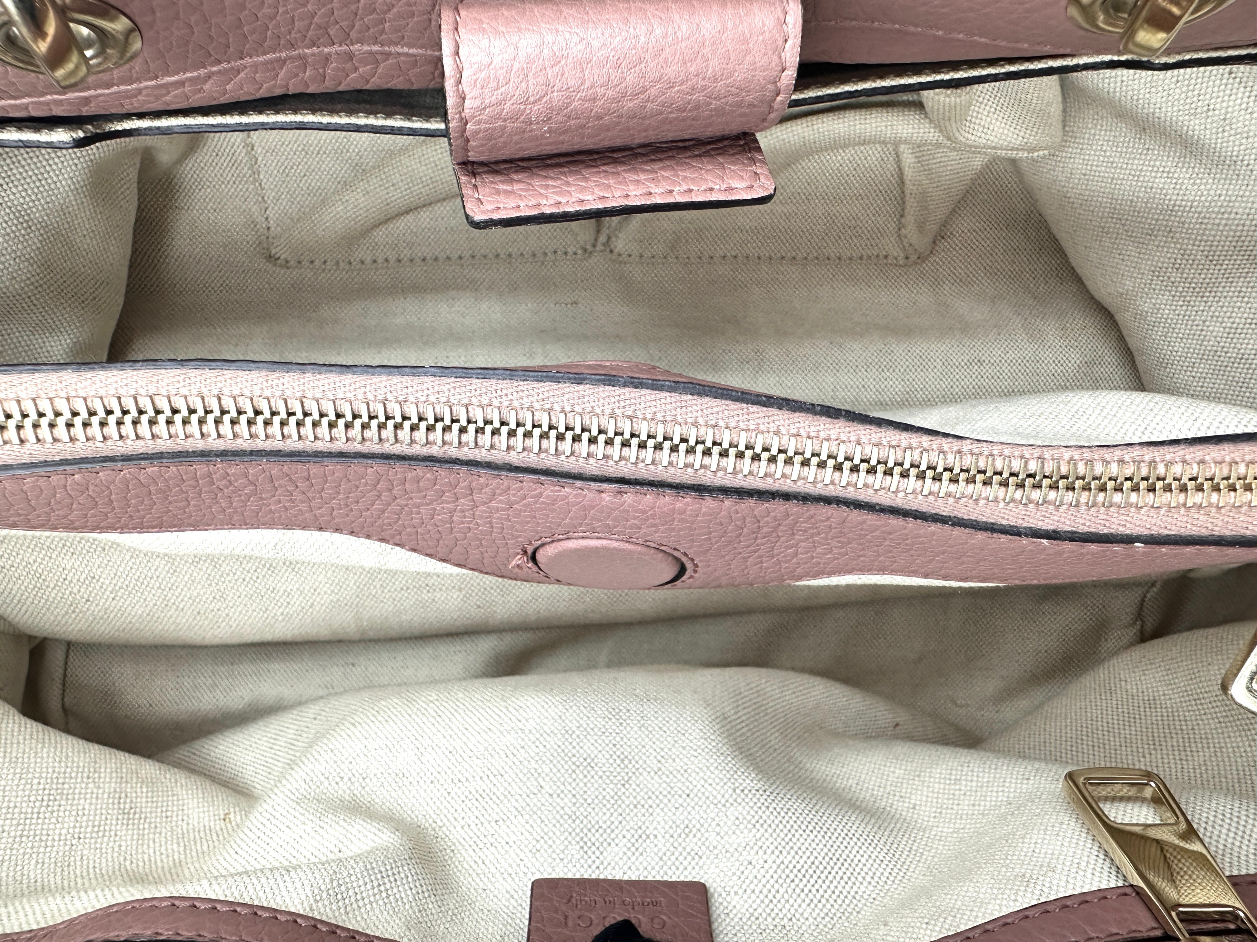 Gucci Pink Leather Small Size Bamboo Shopper Bag GG1163