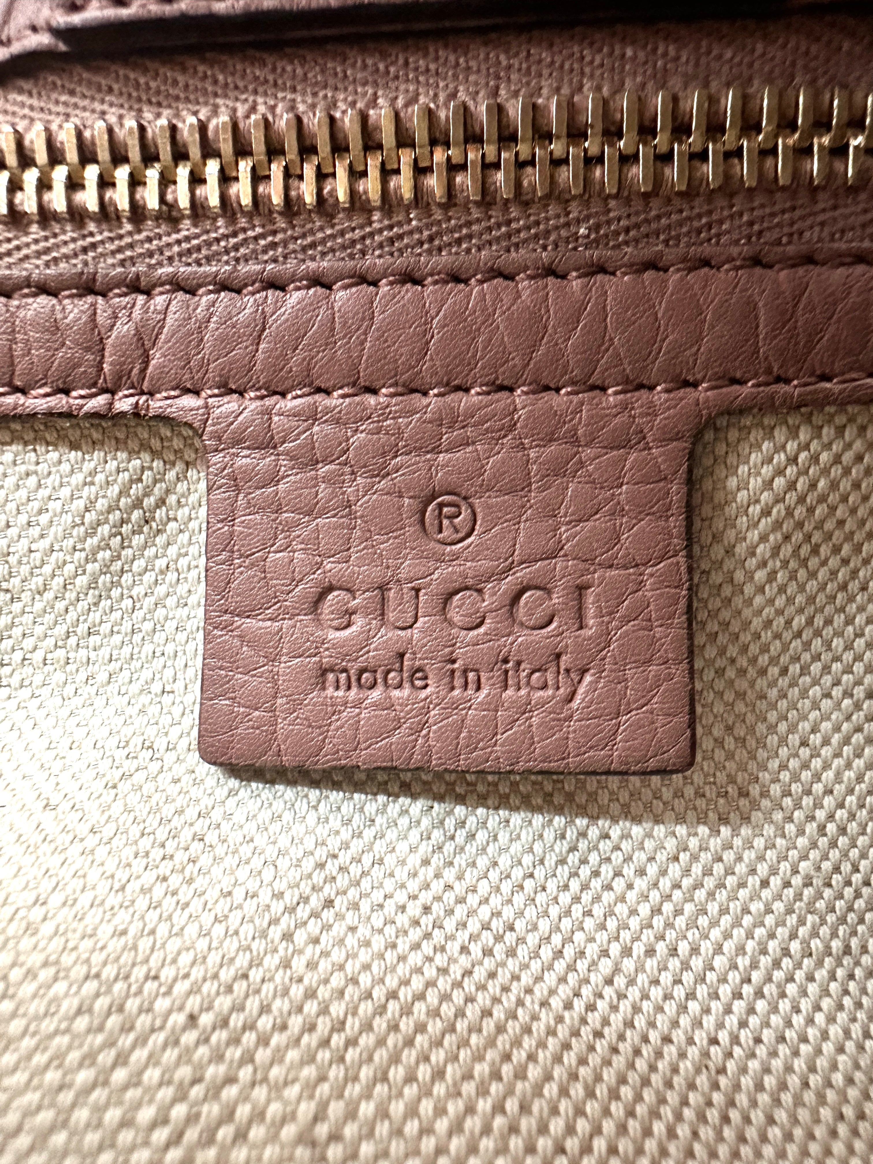 Gucci Pink Leather Small Size Bamboo Shopper Bag GG1163