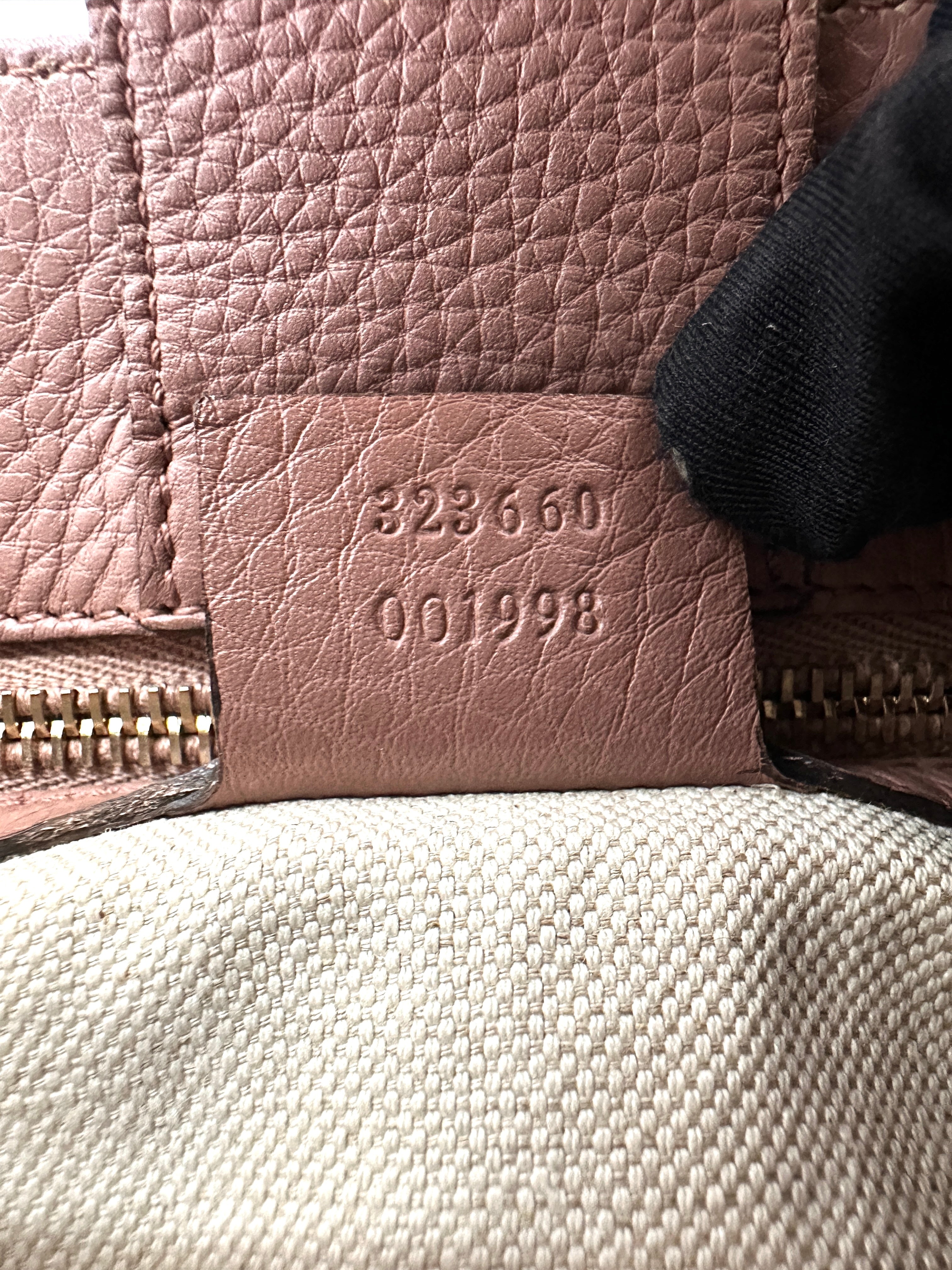 Gucci Pink Leather Small Size Bamboo Shopper Bag GG1163