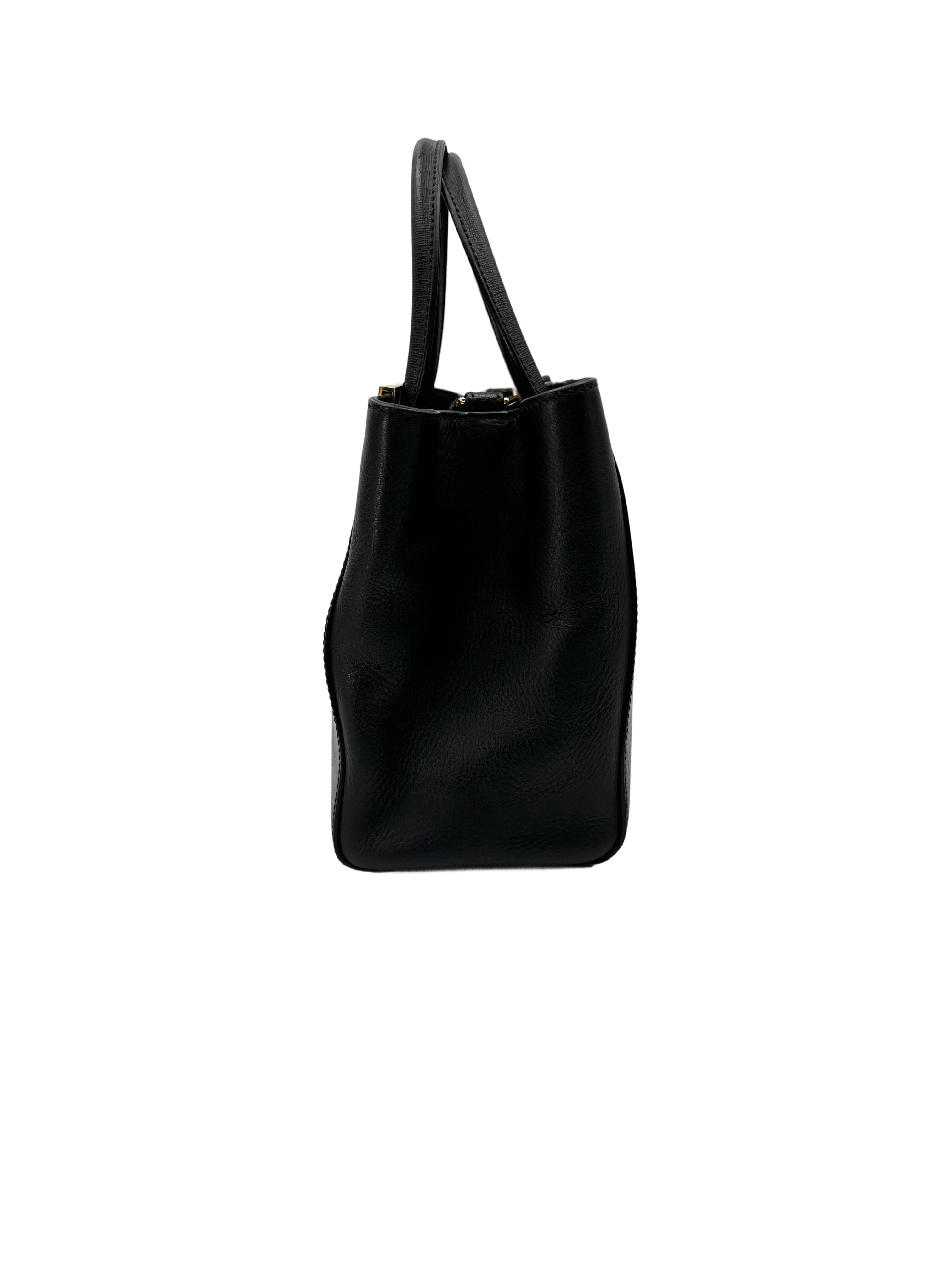 Fendi 2Jours Black Leather Handle Bag FF114