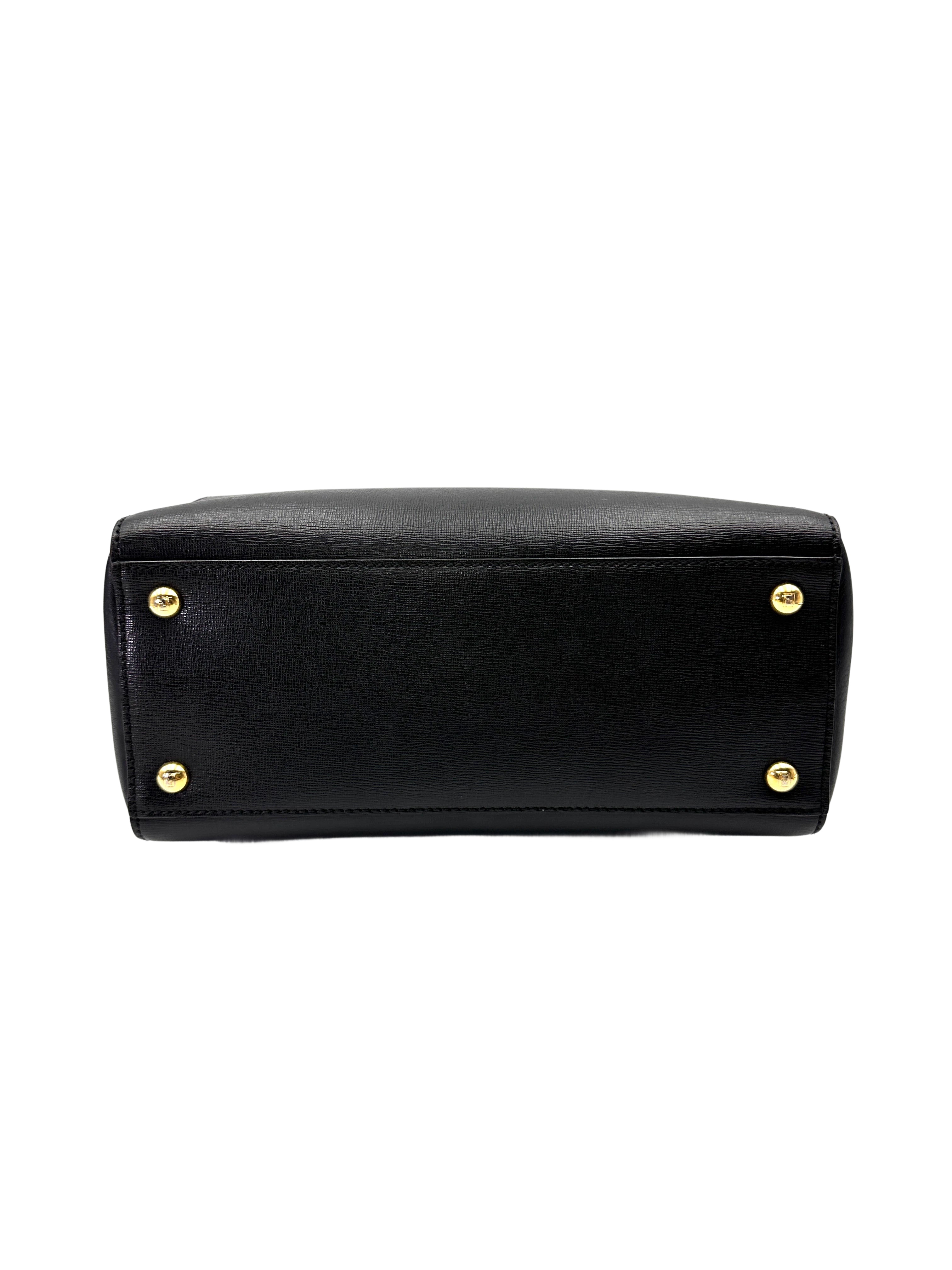 Fendi 2Jours Black Leather Handle Bag FF114