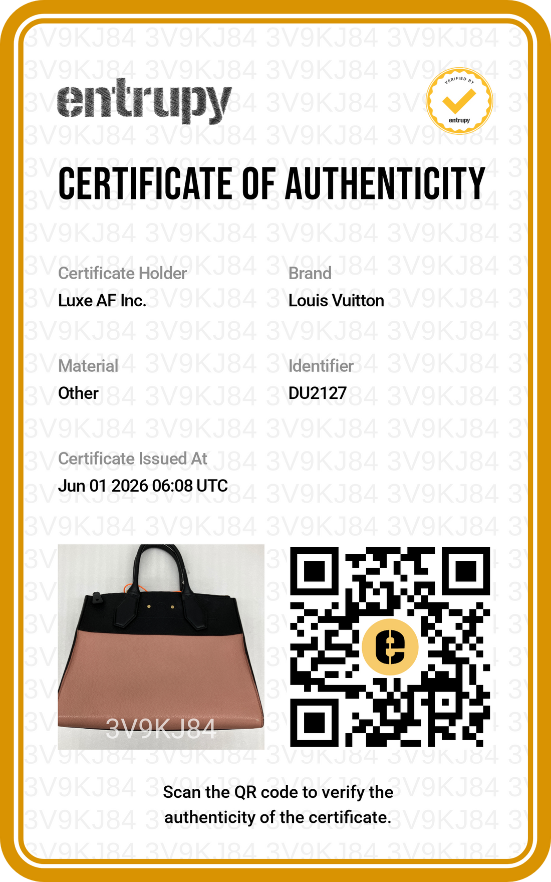 Louis Vuitton City Steamer MM Black/Pink Grained Leather Handle Bag LV2990