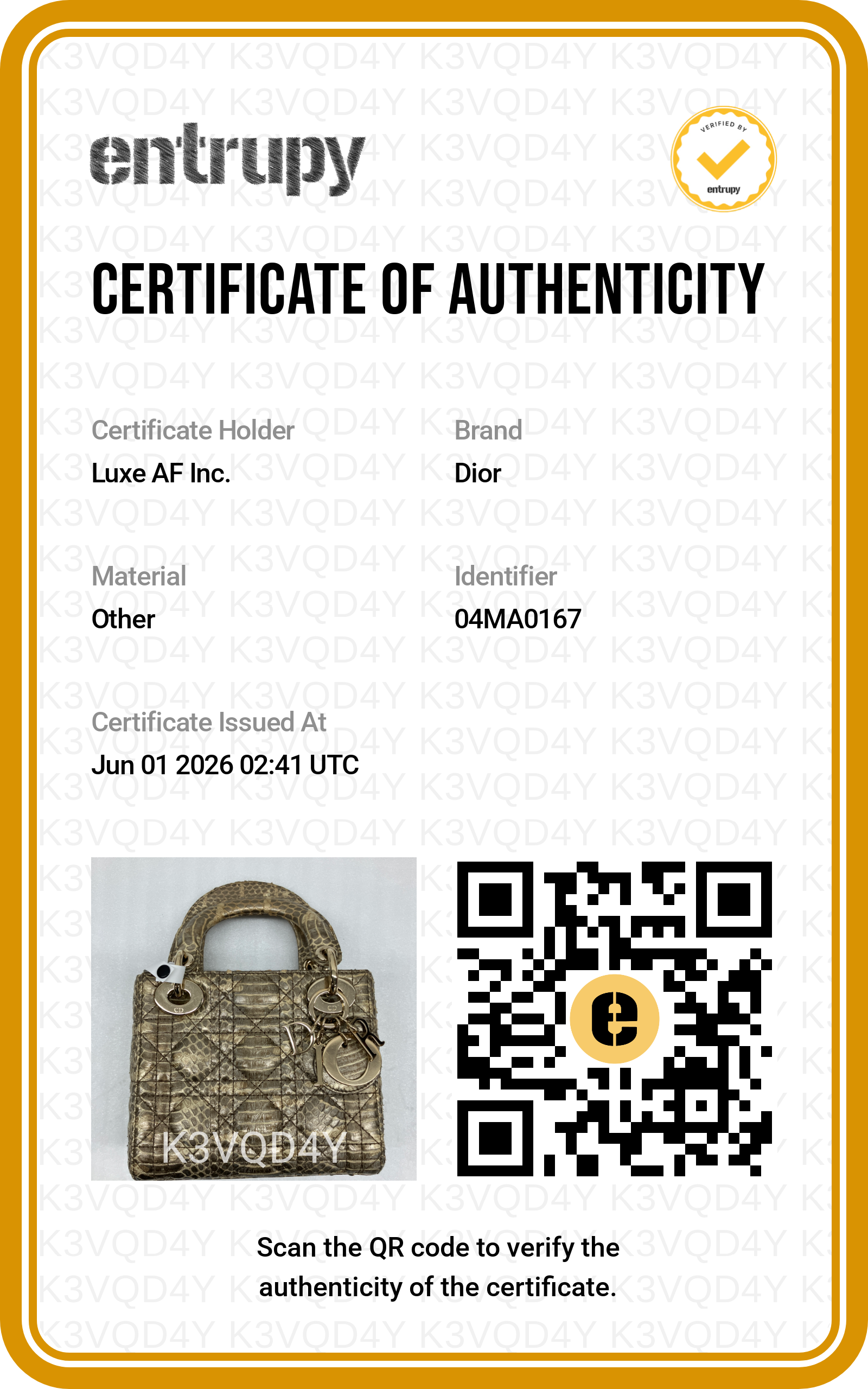Christian Dior Lady Dior Grey Python Leather Handle Bag DR766