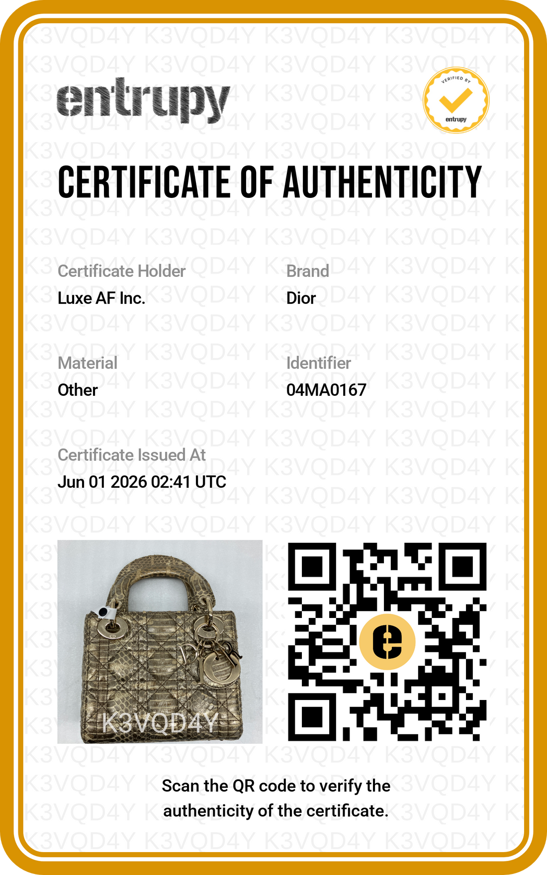 Christian Dior Lady Dior Grey Python Leather Handle Bag DR766