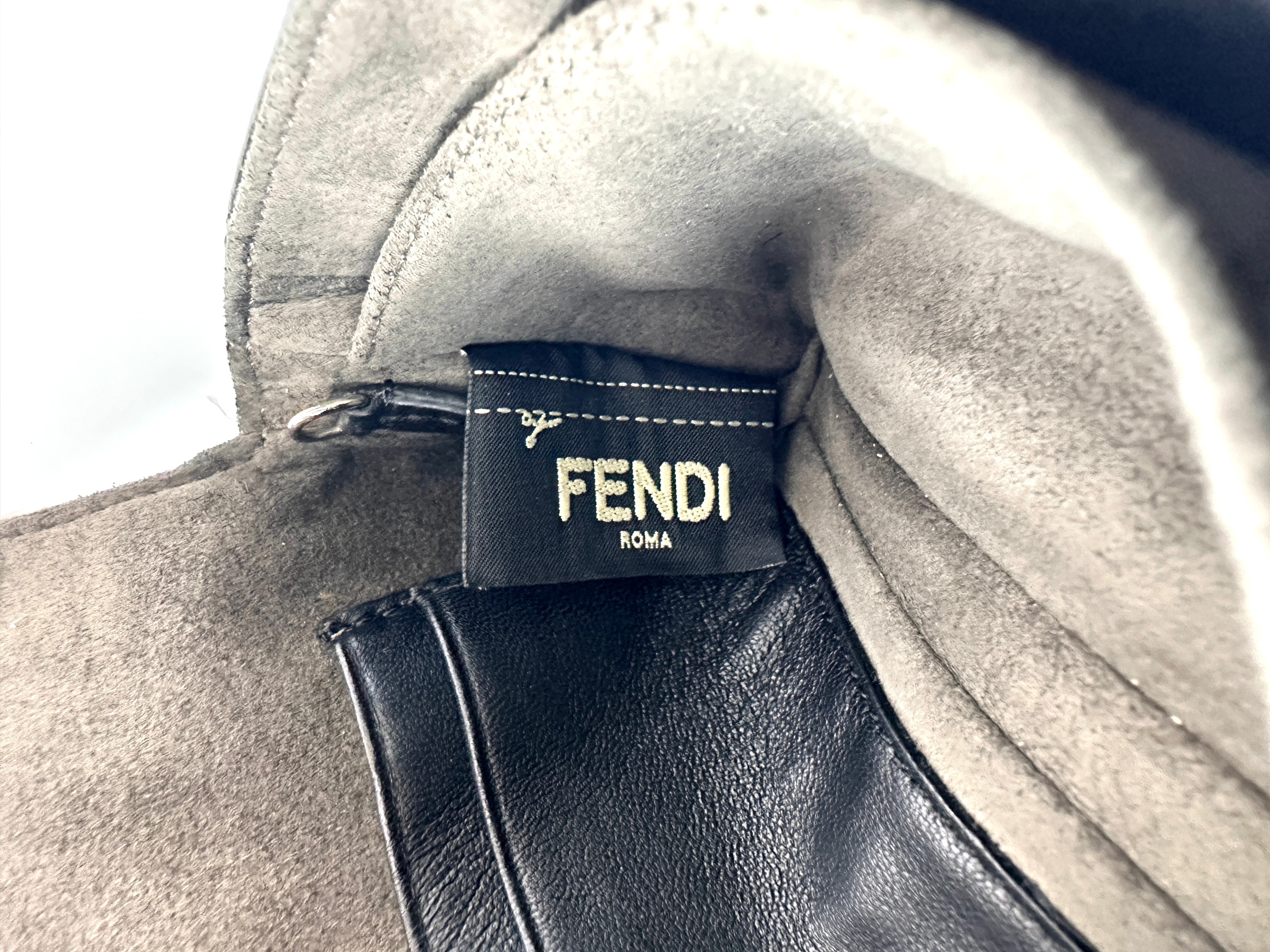 Fendi Monster Eyes Micro Double Baguette Black Leather Shoulder Bag FF116