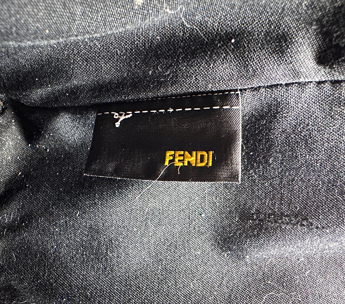 Fendi Petite 2Jour Striped Black/Red Leather Tote Handle Bag FF115