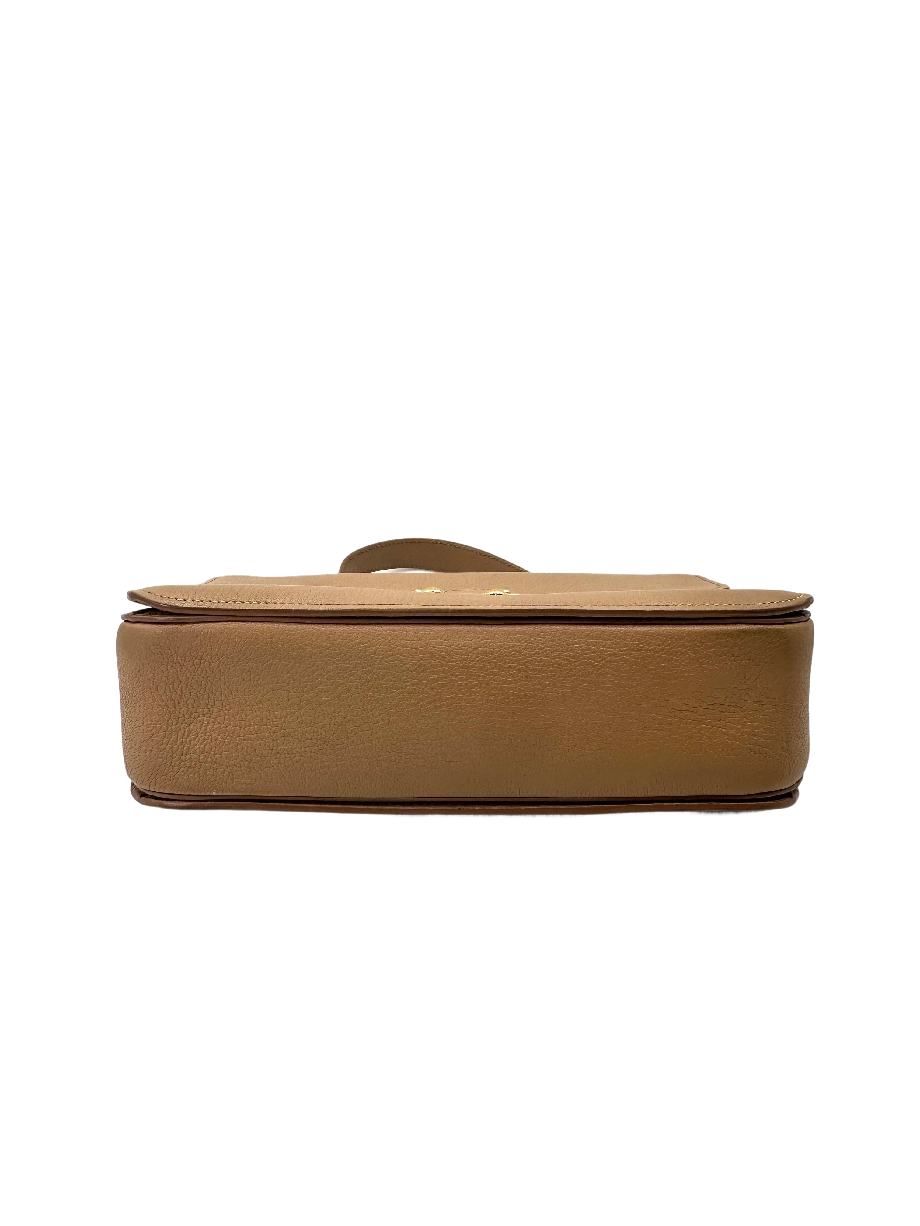 Miu Miu Madras Beige Leather Medium Size Top Handle Bag MM35